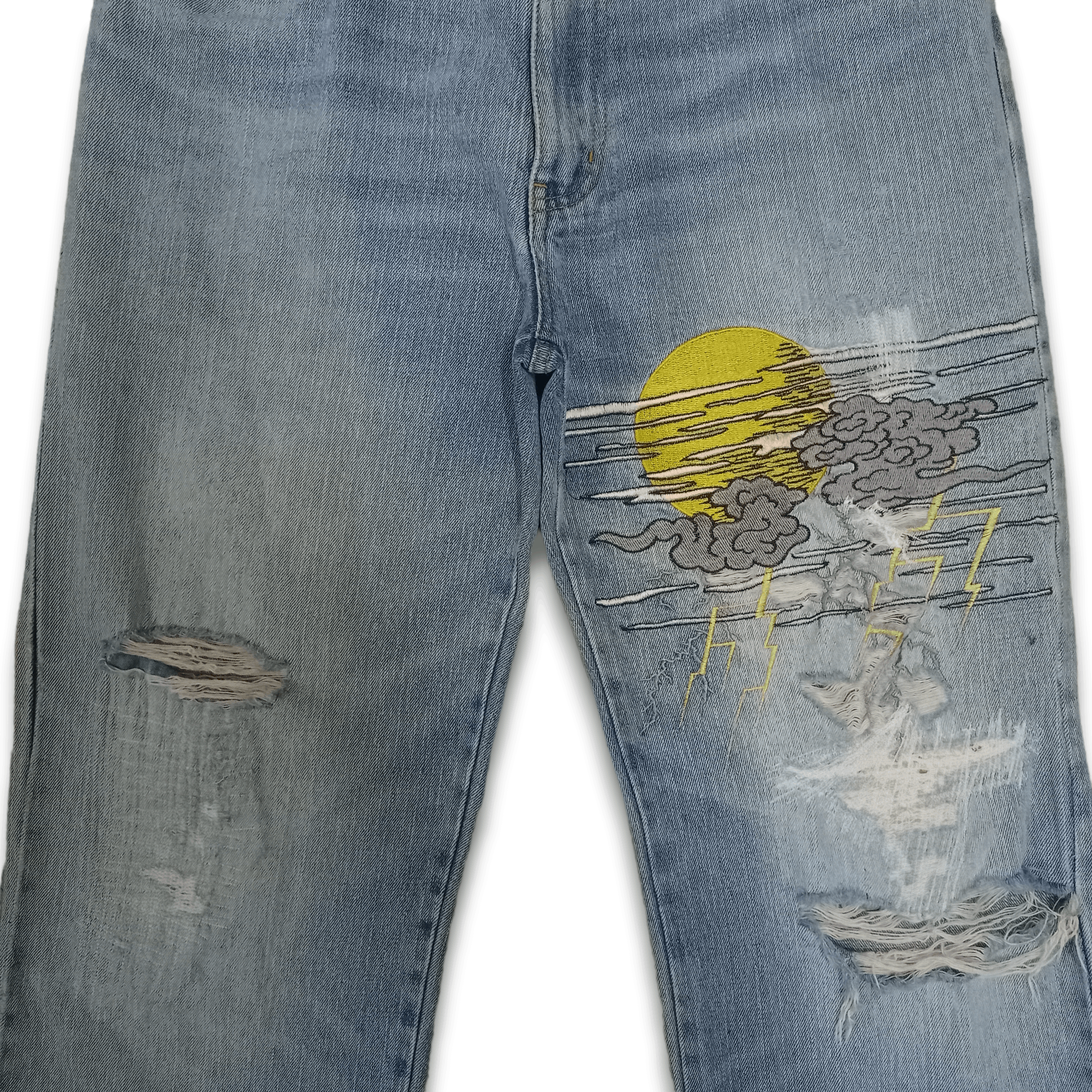 Japanese Brand Vintage Japanese Brand Embroidery God & Devil Baggy Jeans Size US 32 / EU 48 - 5 Thumbnail