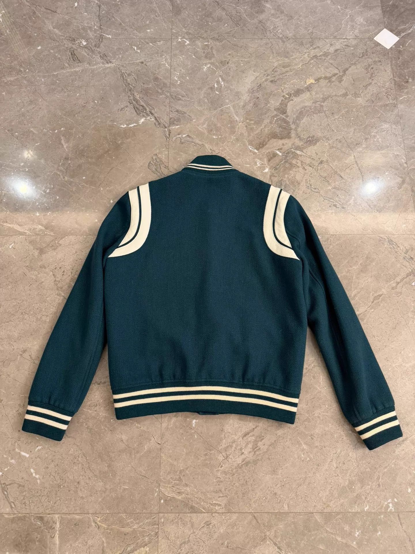 Saint Laurent Paris Saint Laurent Deep Green Wool Leather Baseball Jacket 46 Size US S / EU 44-46 / 1 - 2 Thumbnail