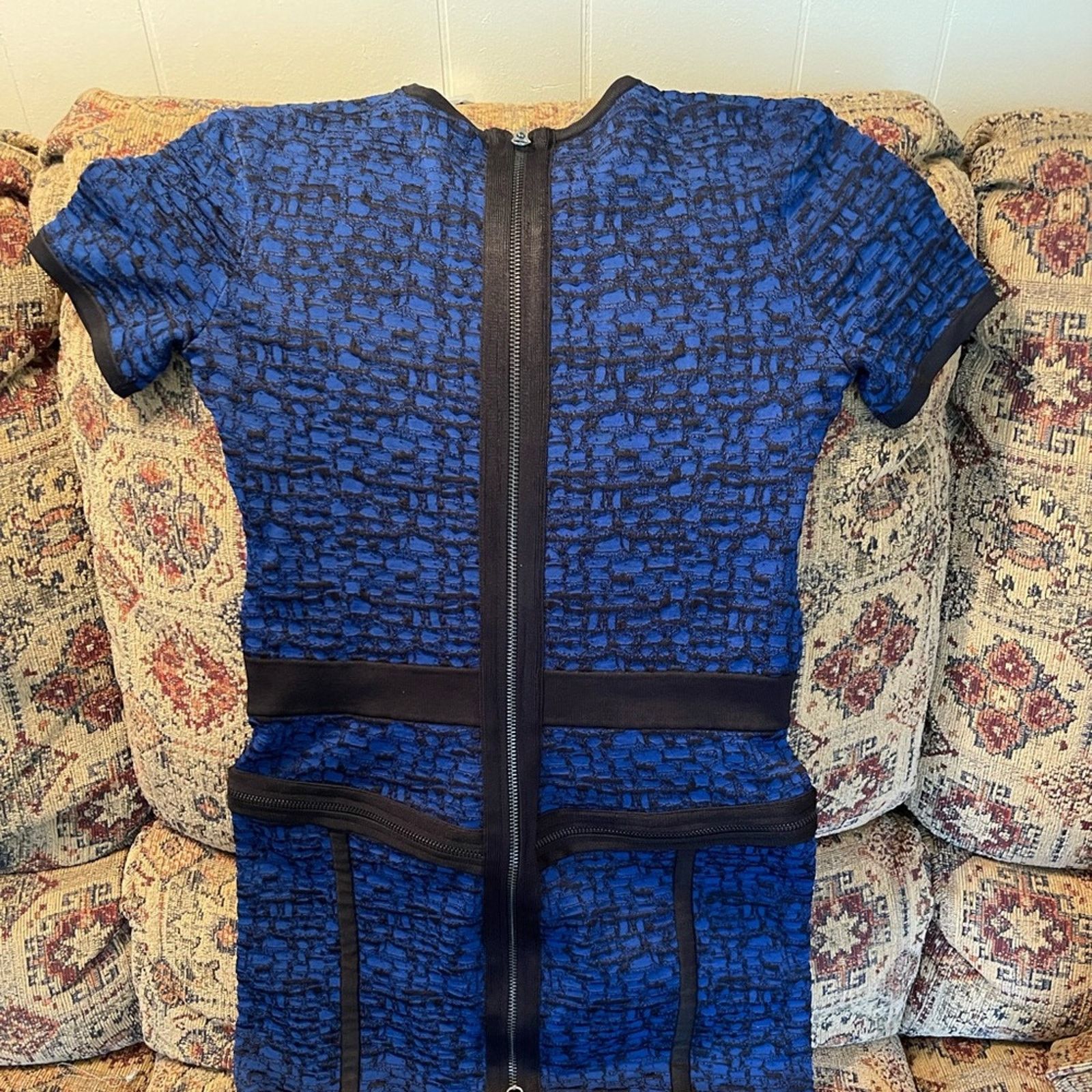 Marchesa Marchesa Voyage Statement Royal Blue Zipper Dress NWT Size S / US 4 / IT 40 - 3 Thumbnail