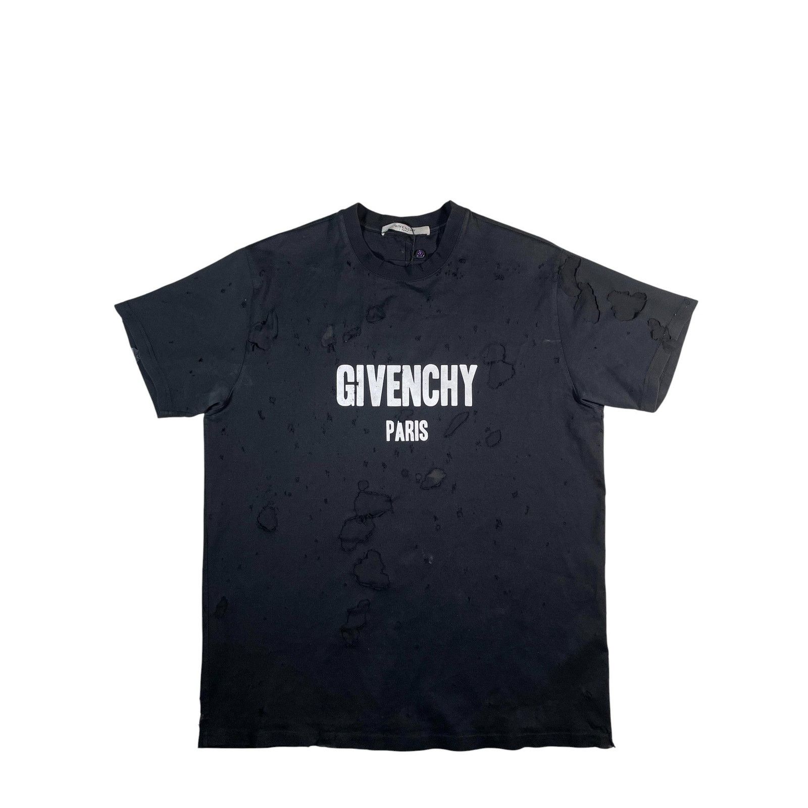 Givenchy Givenchy Paris Distress Black Tee Size US XS / EU 42 / 0 - 1 Thumbnail