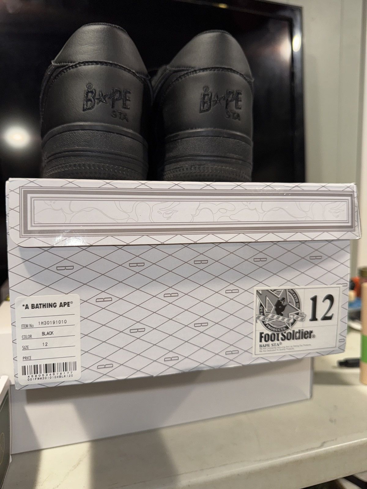 Bape A Bathing Ape Bapesta low Triple Black Size US 12 / EU 45 - 10 Thumbnail