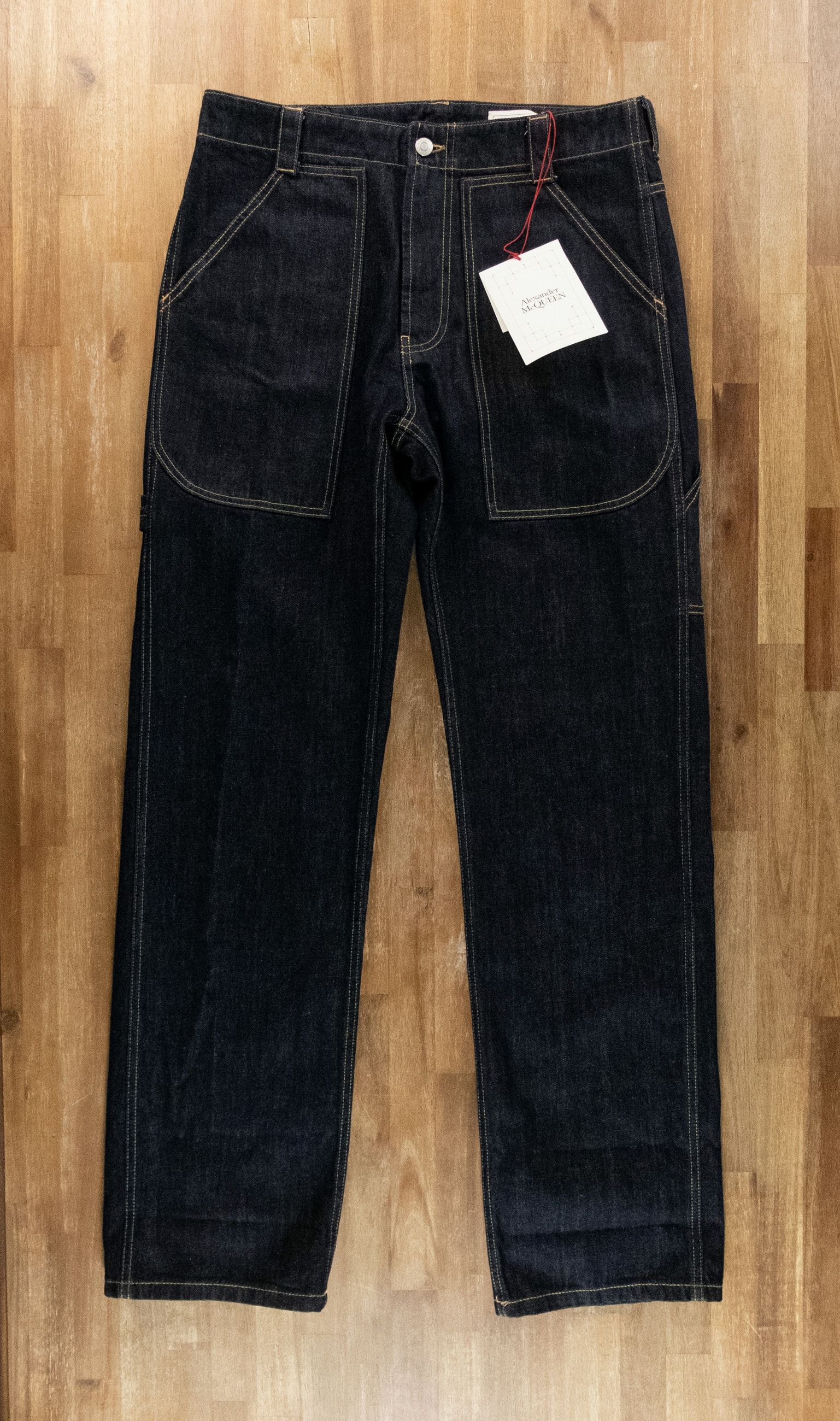Alexander McQueen ALEXANDER MCQUEEN navy blue contrast stitch cargo jeans Size US 32 / EU 48 - 1 Thumbnail