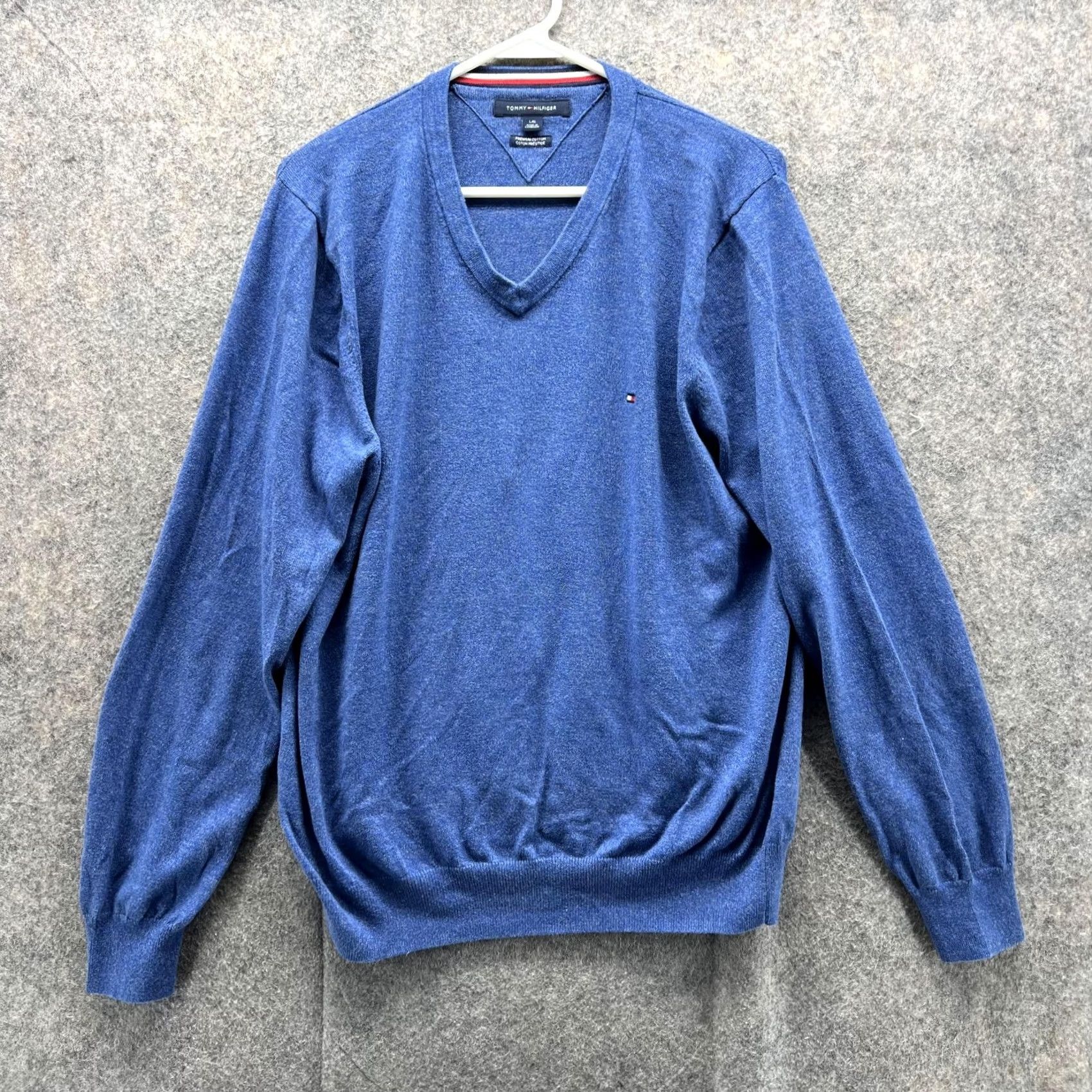 Tommy Hilfiger Tommy Hilfiger Sweater Men Large Blue Pullover V-Neck Cotton Size US L / EU 52-54 / 3 - 2 Thumbnail