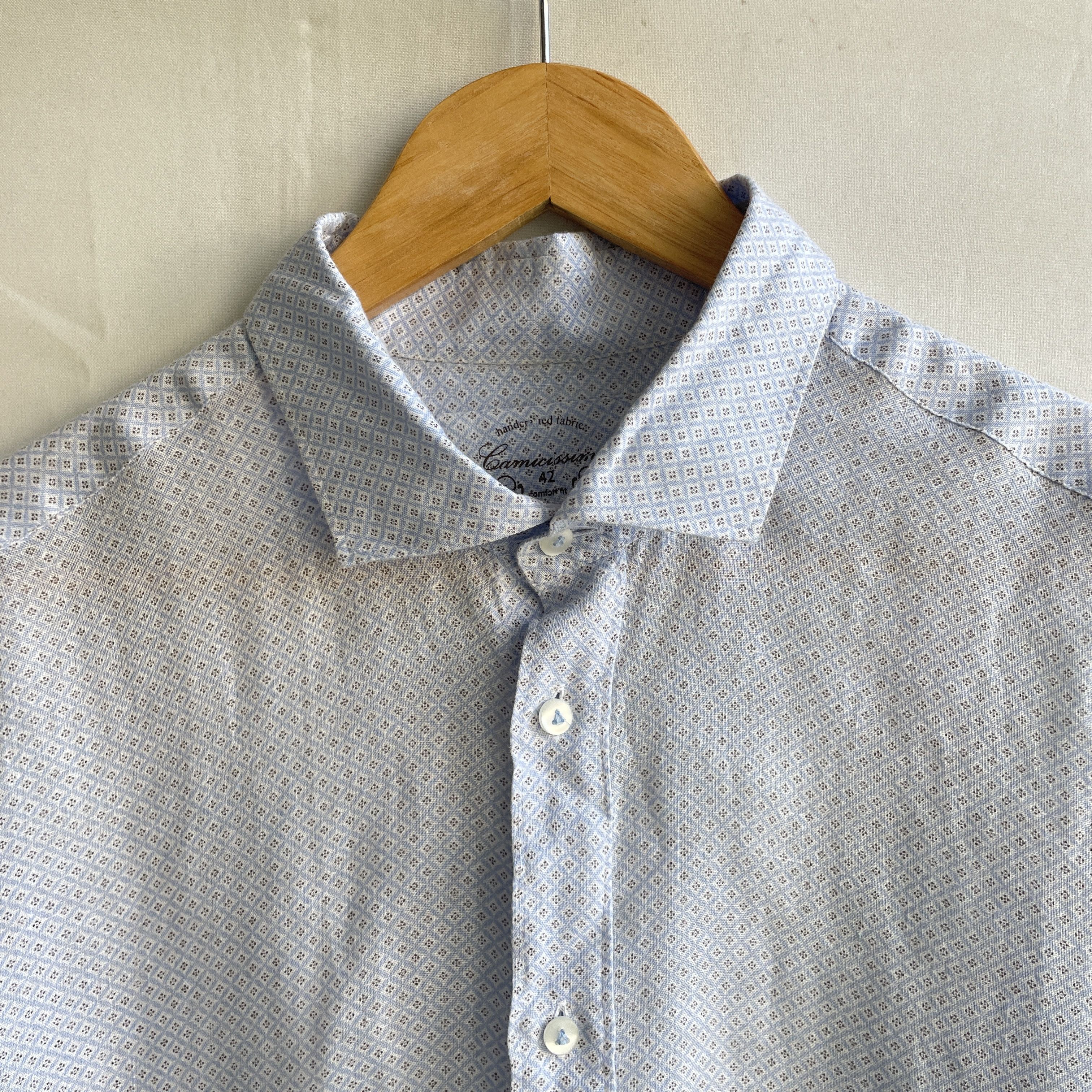 Other Camicissima Linen Comfort Fit Geometrical Dress Shirt Size 42R - 4 Thumbnail