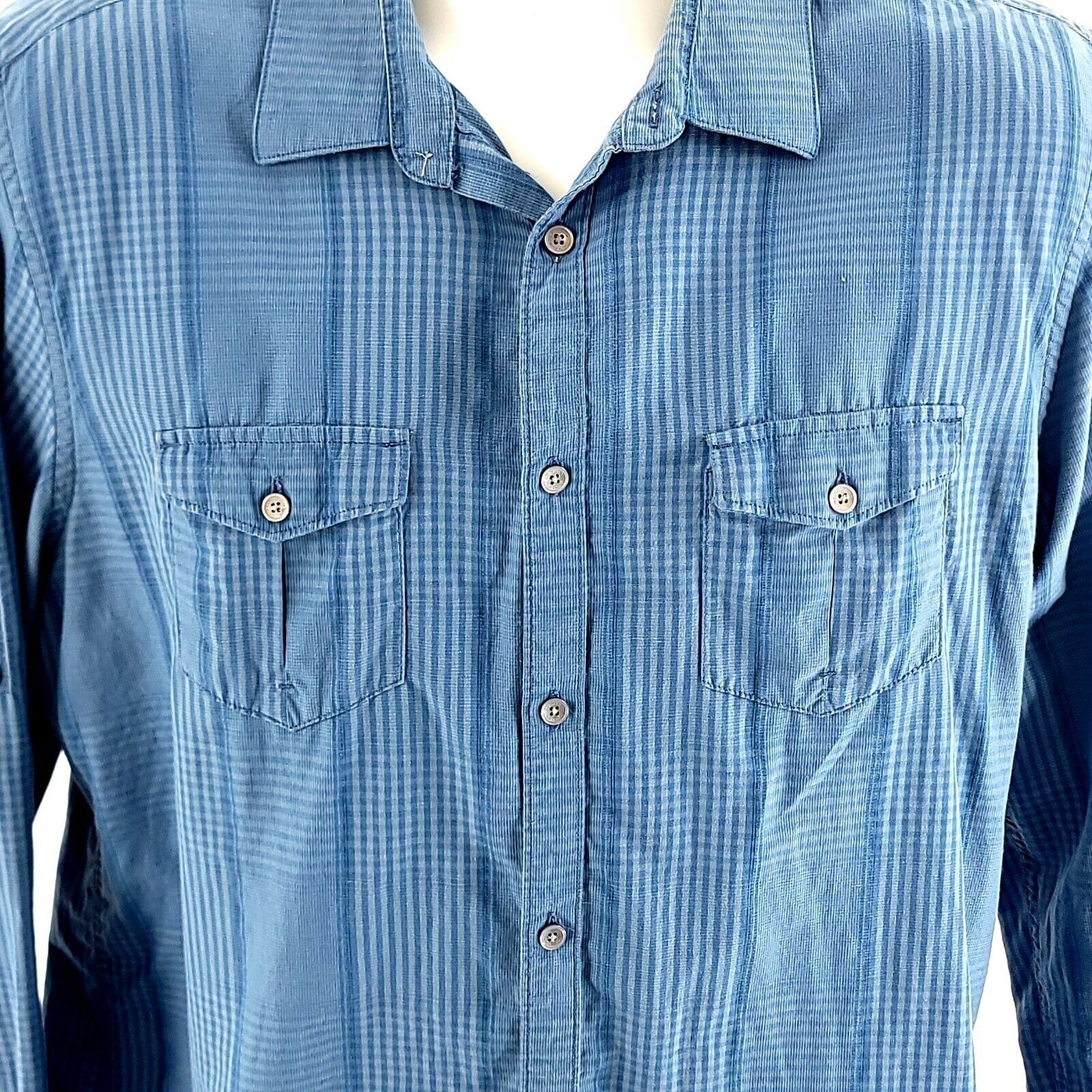 Calvin Klein Calvin Klein Plaid Blue Double Front Pocket Cotton Linen Col Size US L / EU 52-54 / 3 - 2 Thumbnail