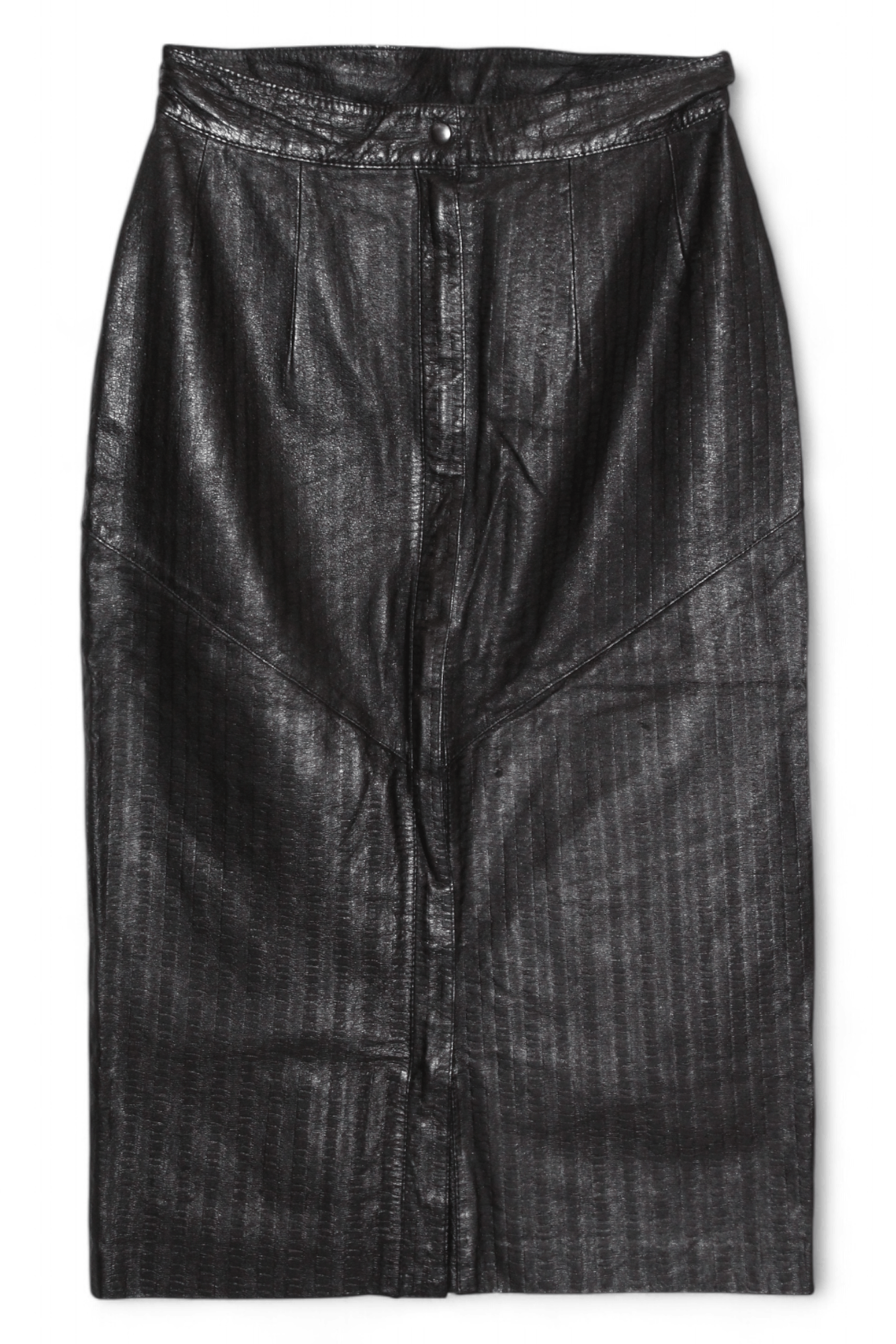 Genuine Leather RARE💥70's Giorgio Mobiani Leather Full zip pencil skirt Size 28" / US 6 / IT 42 - 1 Thumbnail