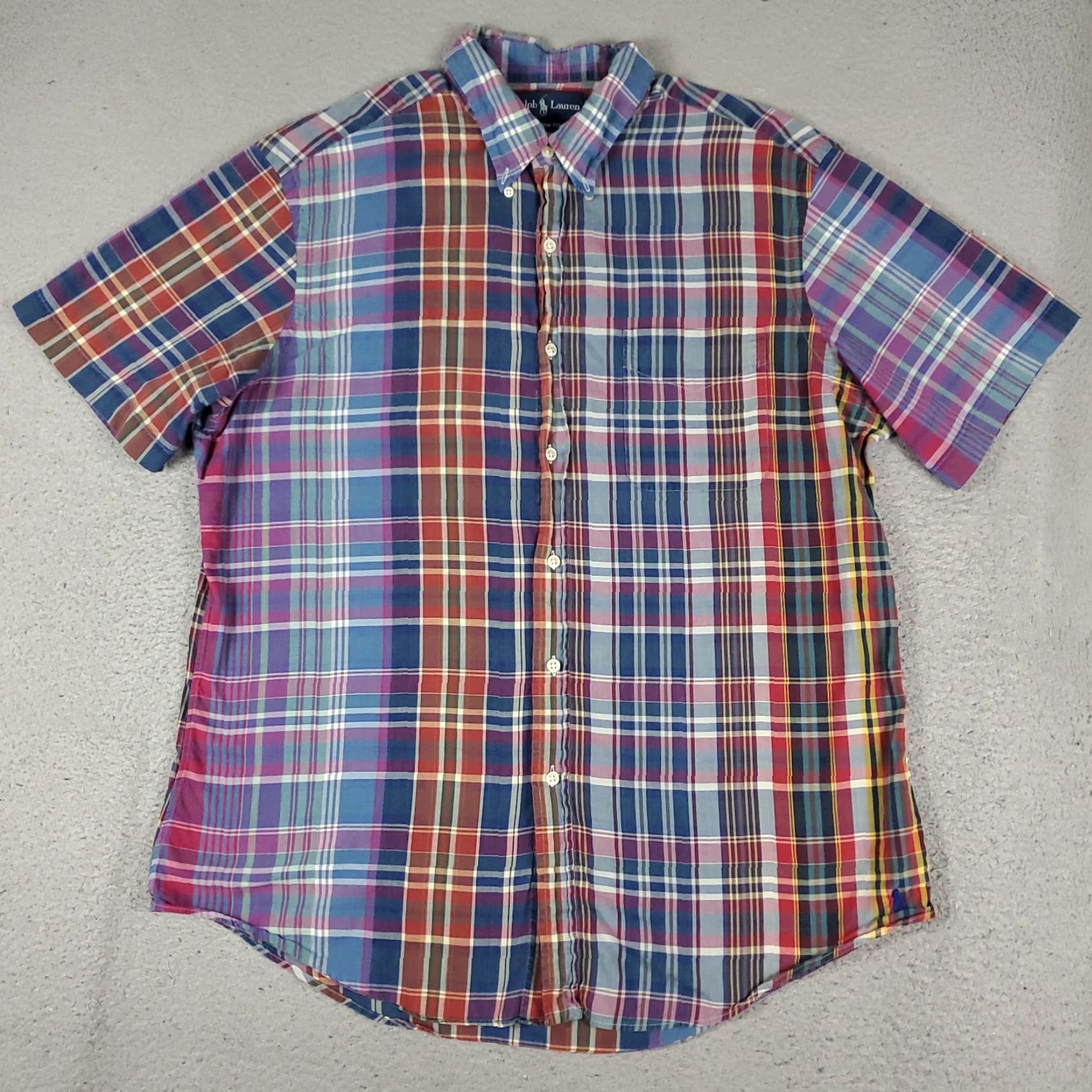 Ralph Lauren Ralph Lauren Shirt Mens XL Blue Plaid Custom Fit Pony Button Up Short Sleeve Size US XL / EU 56 / 4 - 2 Thumbnail