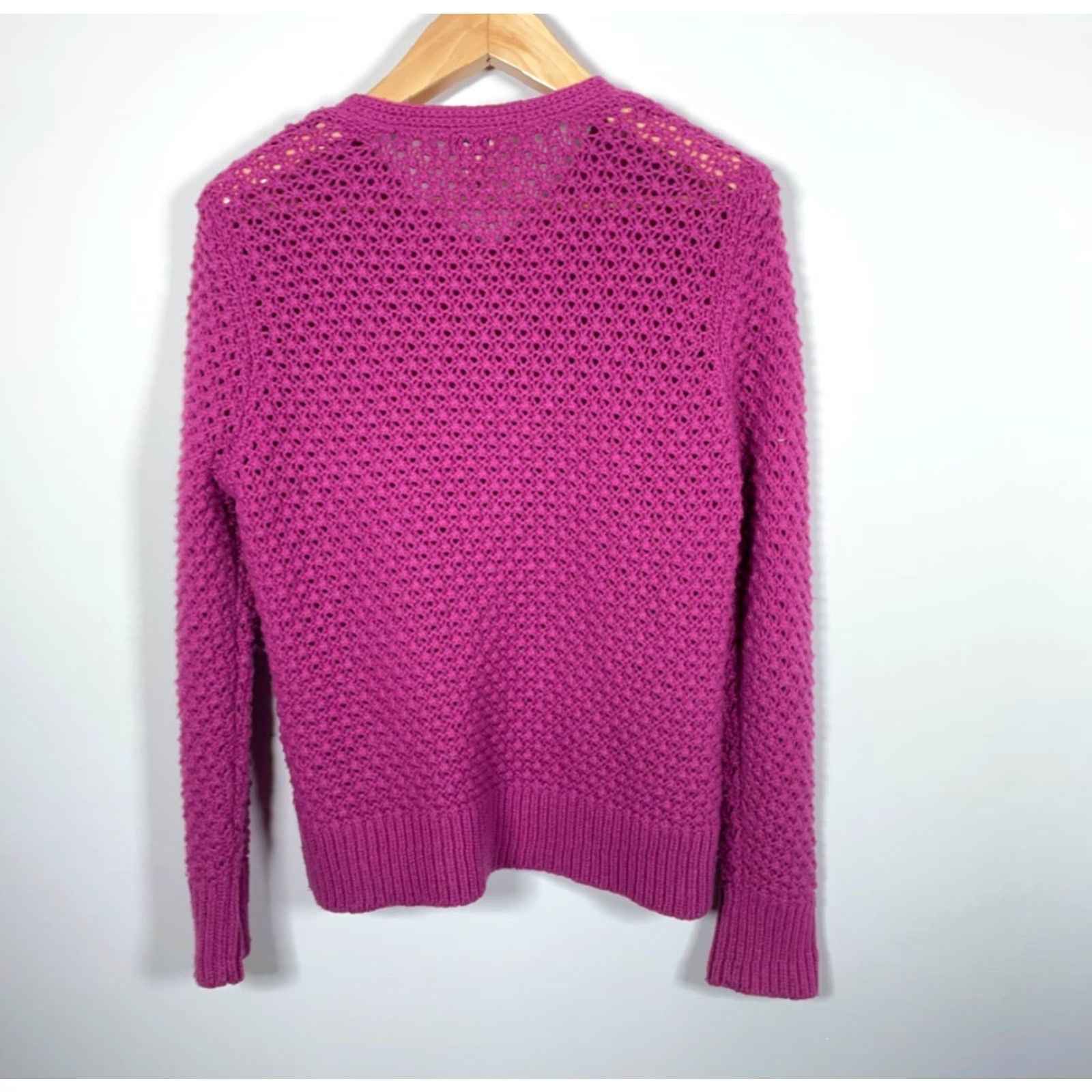 Vintage VINTAGE L.L. Bean Cardigan Sweater Women XL Purple Open Knit Angora Wool Blend Crew Neck Long Sleeve Caridgan Size XL / US 12-14 / IT 48-50 - 2 Thumbnail