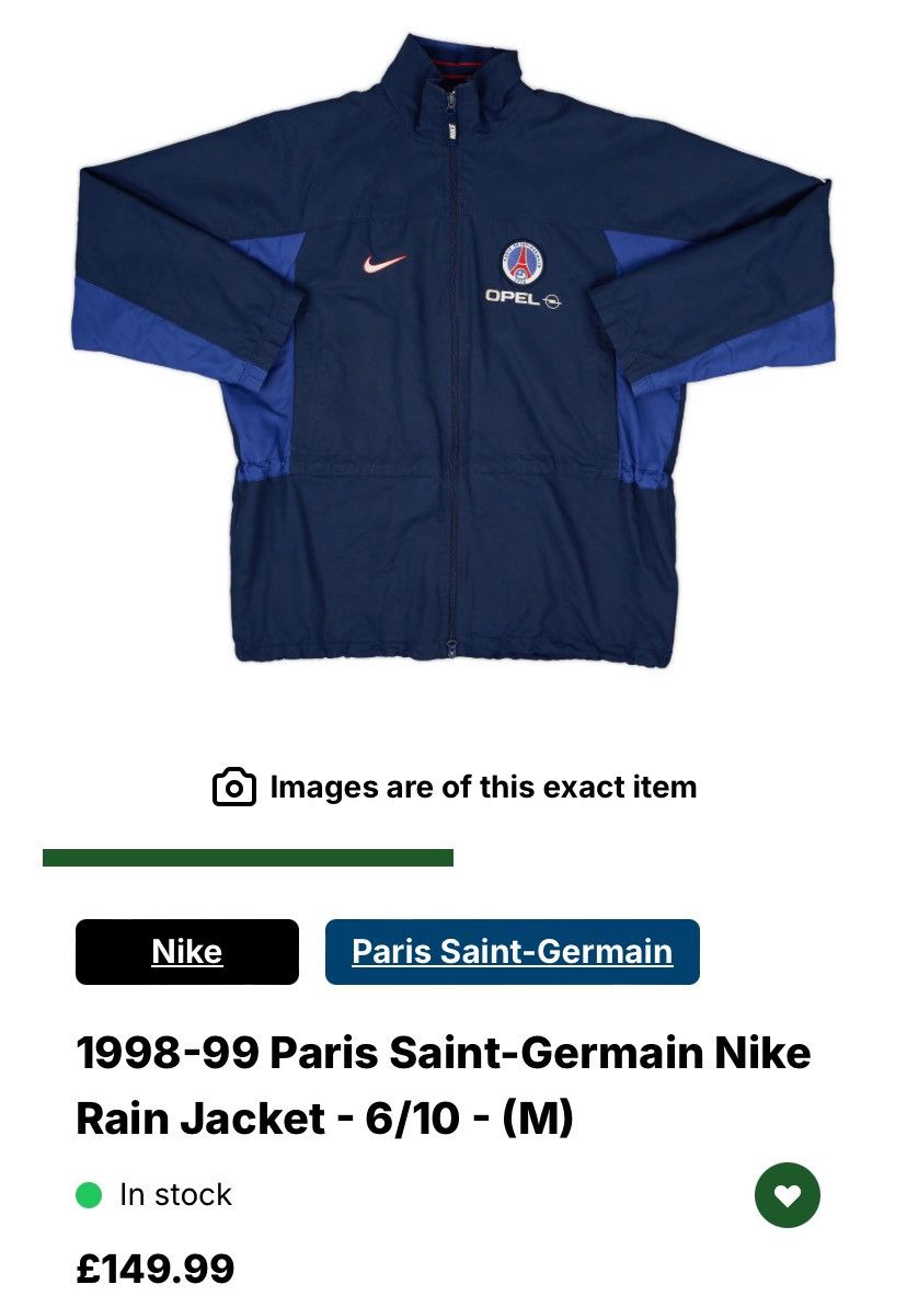 Nike × Vintage 1998-99 Paris Saint-Germain Nike Rain Jacket Size US XL / EU 56 / 4 - 8 Thumbnail