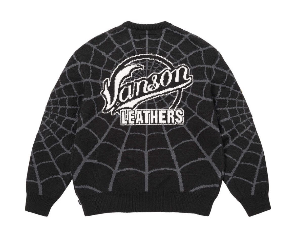 Supreme × Vanson Leathers Supreme Spiderman Black knit sweater Size US XL / EU 56 / 4 - 2 Thumbnail