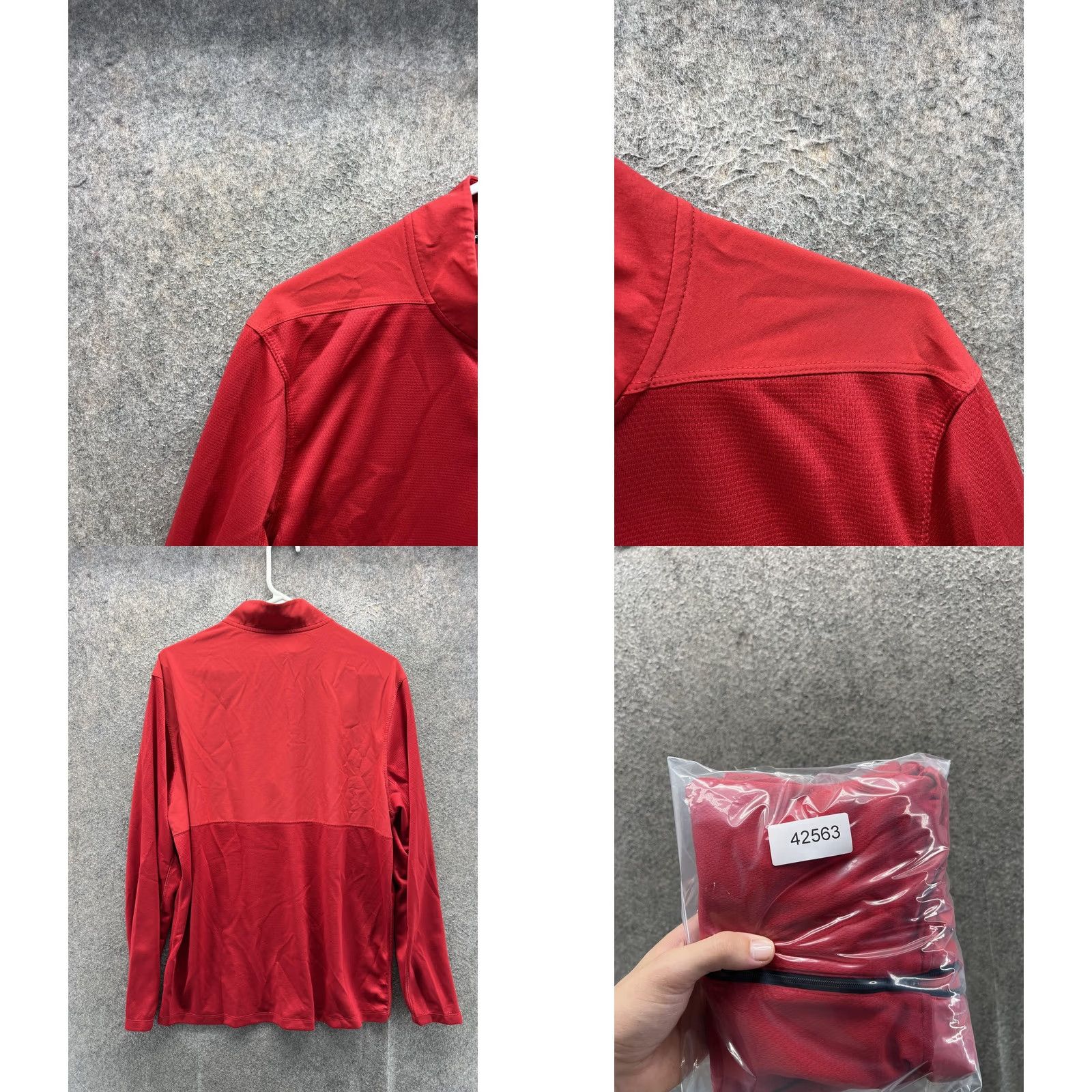 Nike Nike Dri-FIT Pullover Mens Large Red 1/4 Zip Golf Long Sleeve Shirt Top Knit Size US L / EU 52-54 / 3 - 8 Thumbnail