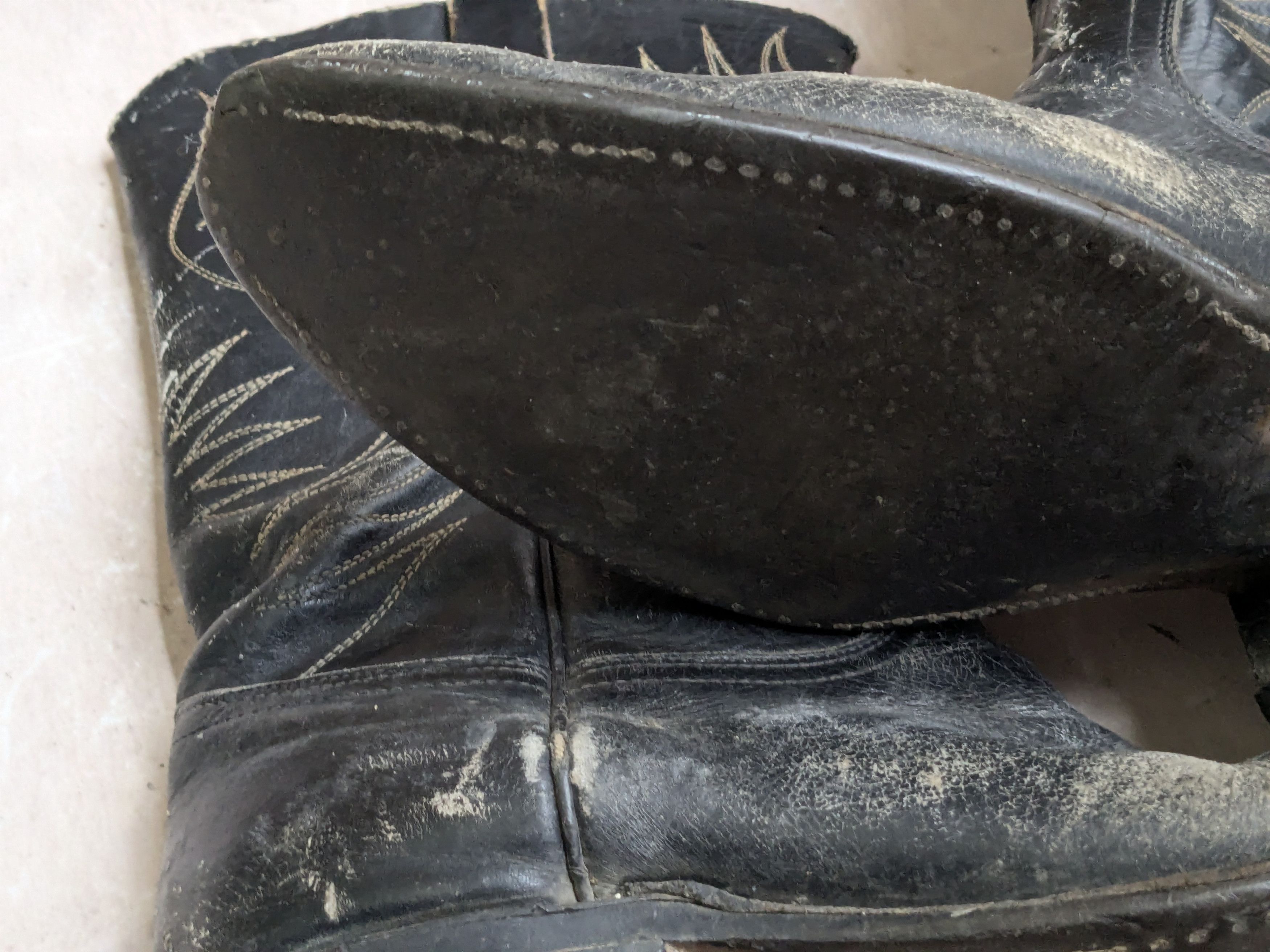 Genuine Leather Vintage Cowboy Boots Black 9 Leather Size US 9 / EU 42 - 10 Thumbnail