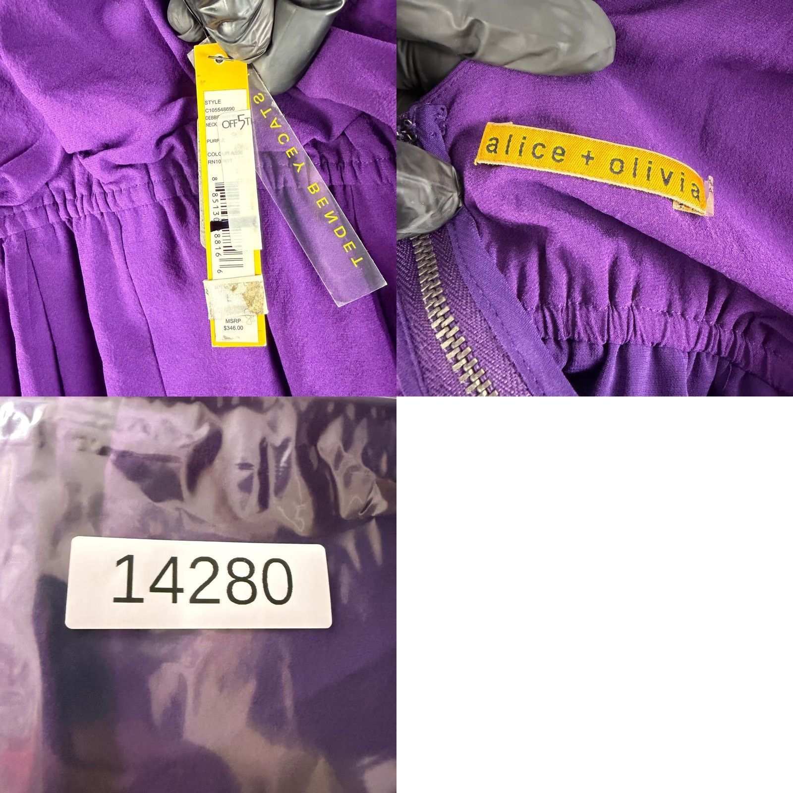 Alice + Olivia Alice + Olivia Debbie Dress Womens M Purple Silk Blend Halter Neck Size M / US 6-8 / IT 42-44 - 9 Thumbnail