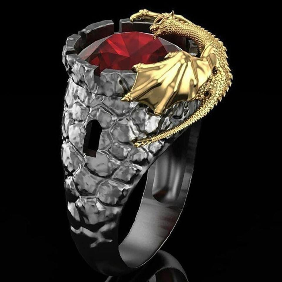 Designer 925 Sterling Silver Domineering Golden Dragon Ring Size ONE SIZE - 1 Thumbnail
