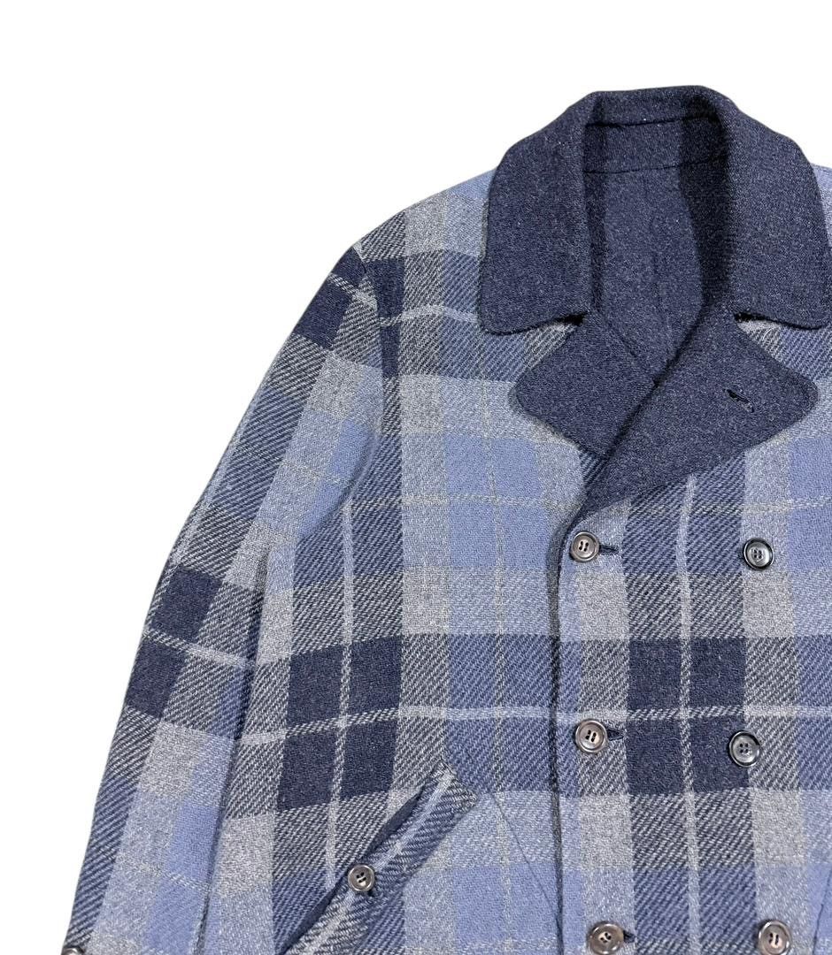 45rpm Vtg💥45rpm Indigo/Tartan Mohair Double Breasted Long Jacket Size US M / EU 48-50 / 2 - 15 Thumbnail