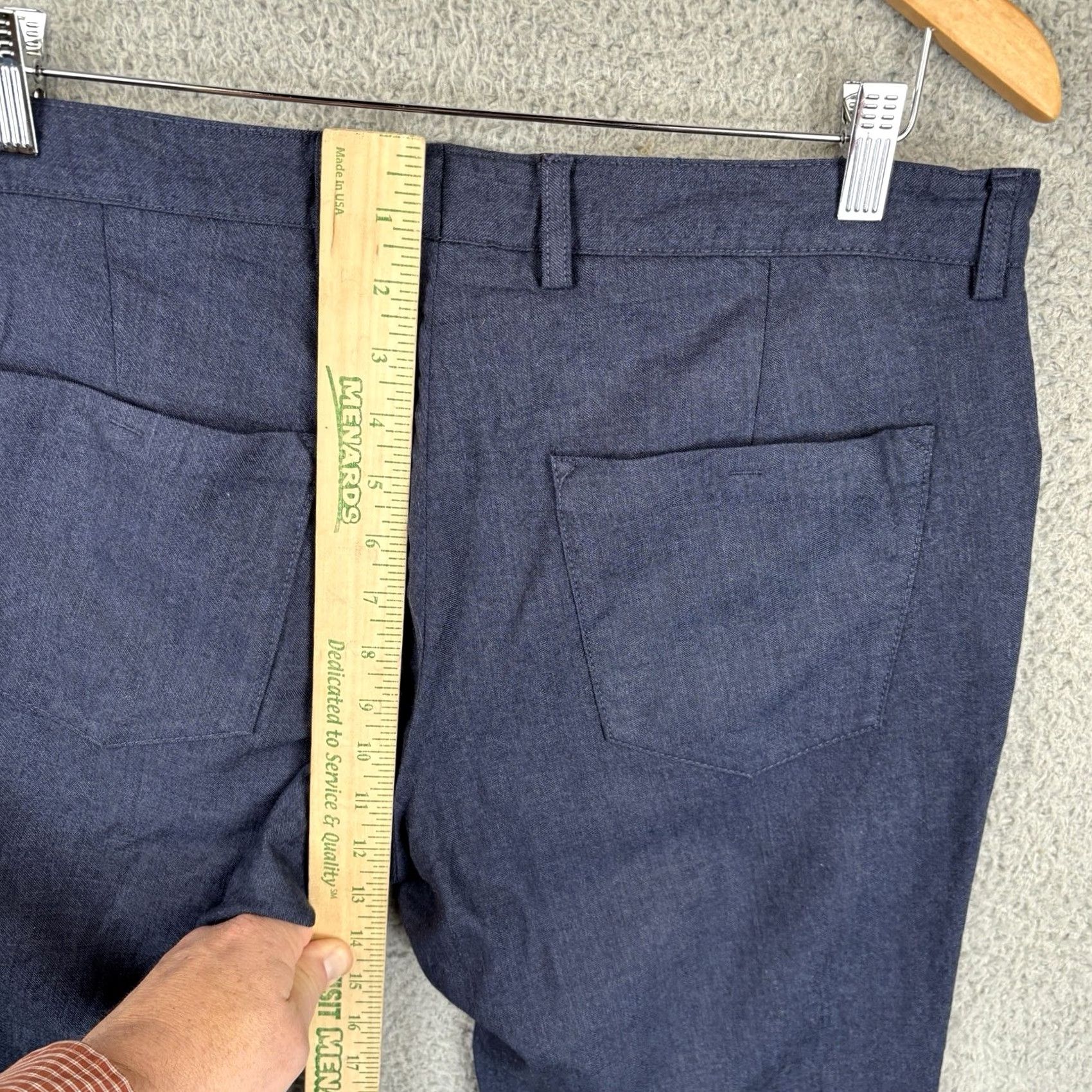 Vintage Hugo Boss Pants 5 Pocket Casual Chino Wool 100% Navy Flat Front 32x30 Men Regular Knitted? Size US 32 / EU 48 - 5 Thumbnail