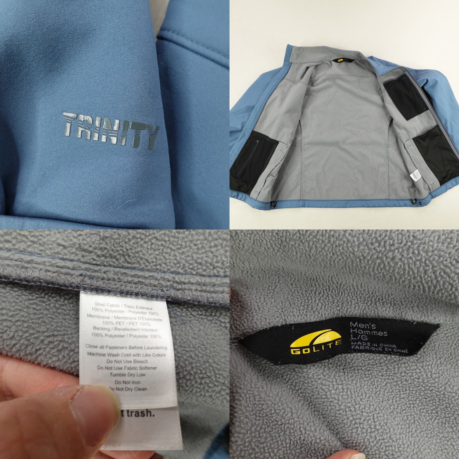 Vintage GoLite Jacket Mens Large Blue Trinity Fleece Lined Softshell Full Zip Up Coat Size US L / EU 52-54 / 3 - 8 Thumbnail