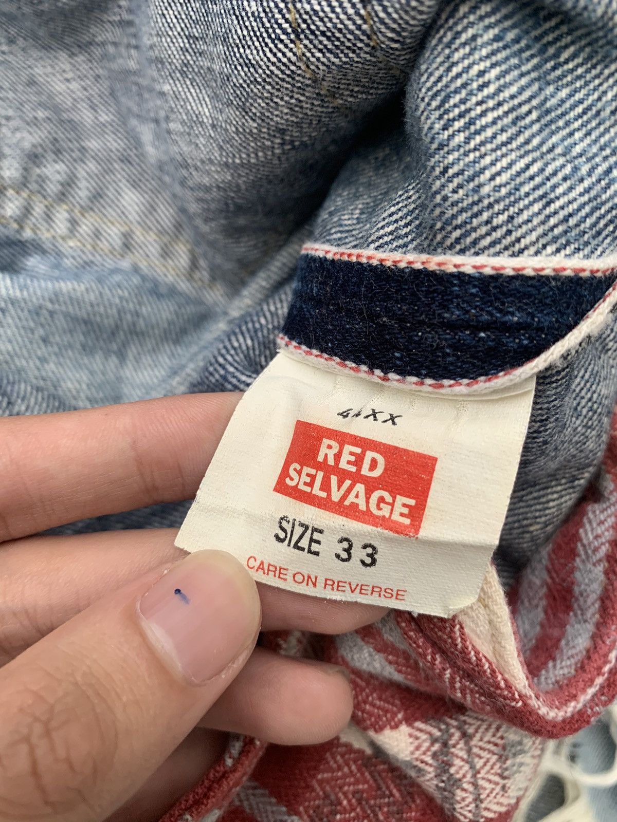 Jean × Kamakura Kamakura Red Button Fly Japanese Selvedge Distressed Denim🎌 Size US 33 - 18 Thumbnail