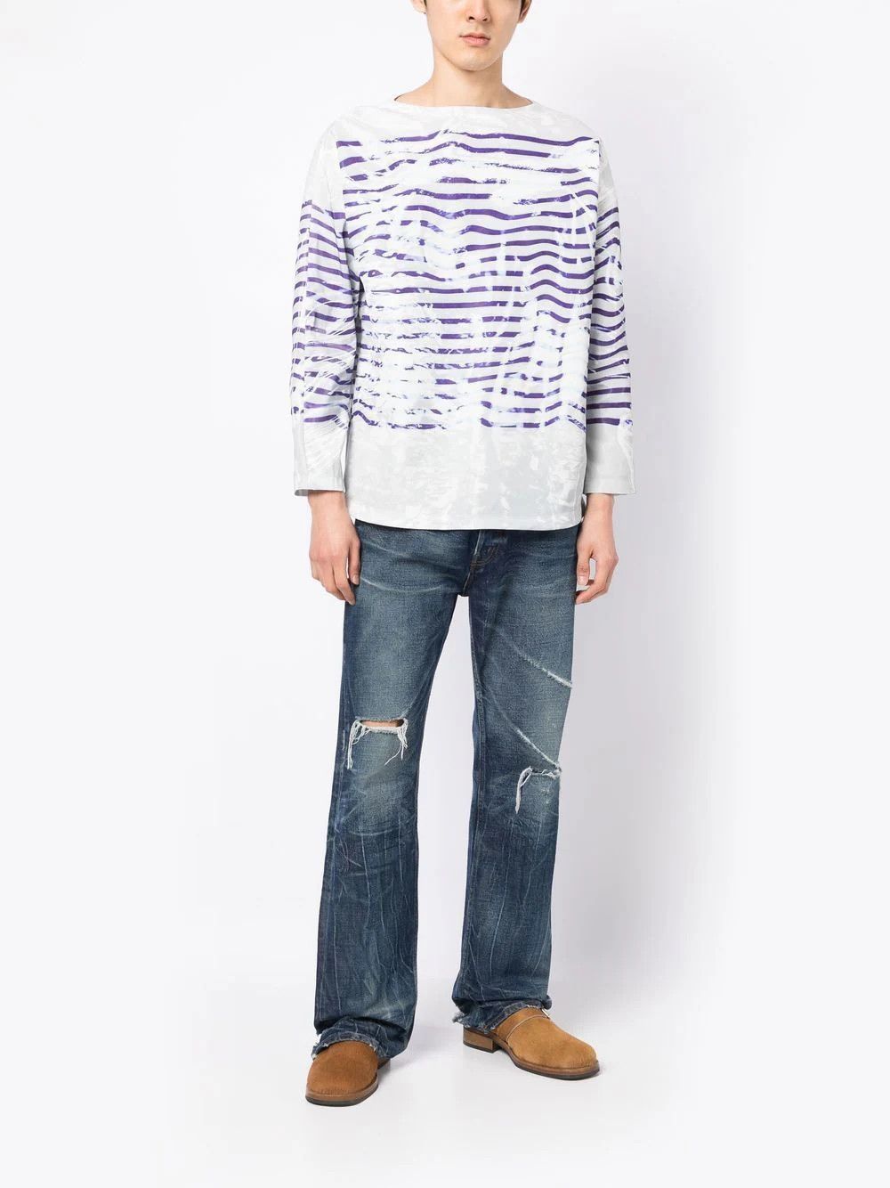 Doublet o1mris0824 Basque T-Shirt in White/Blue Size US M / EU 48-50 / 2 - 8 Thumbnail