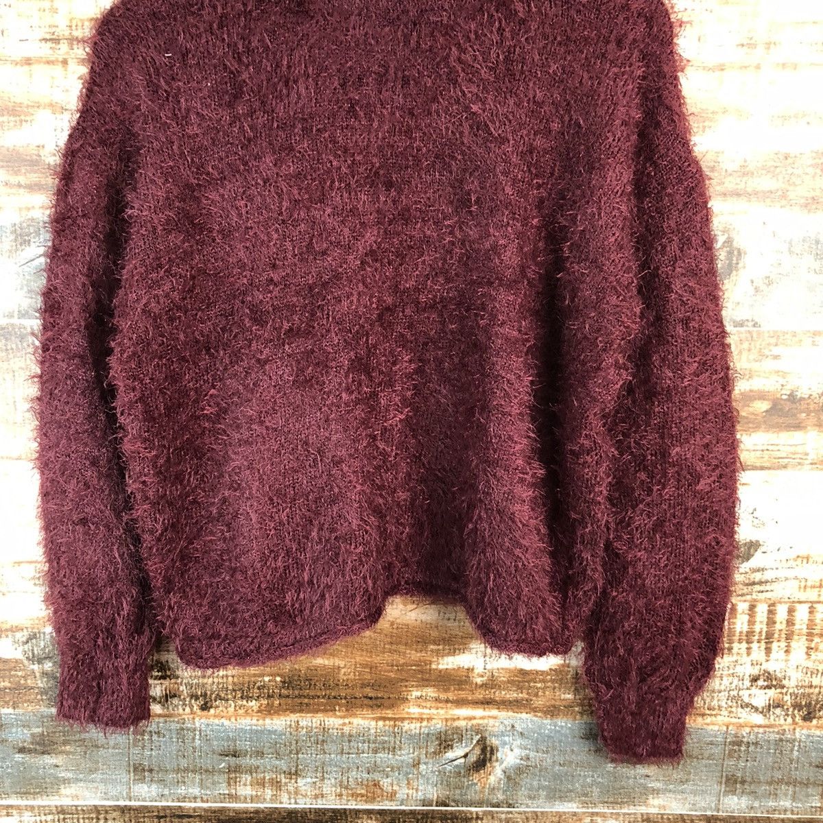 Homespun Knitwear × Japanese Brand DLL Hypen World Gallery Maroon Mohair Knitwear #C427 Size S / US 4 / IT 40 - 3 Thumbnail
