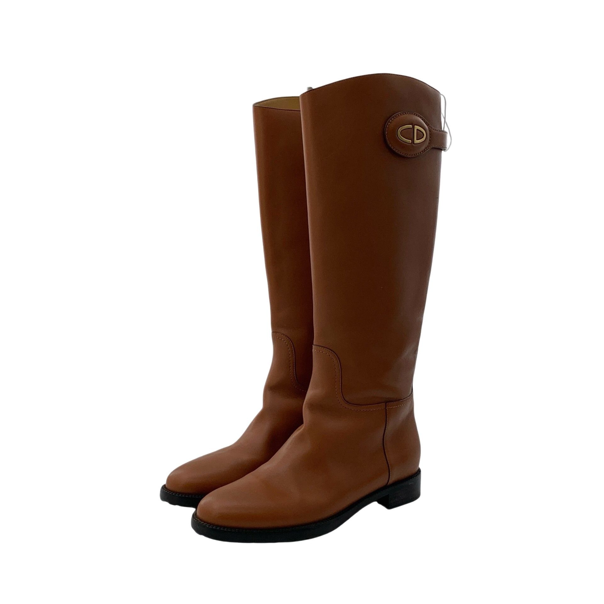 Dior Dior CD Logo Leather Riding Boots 37.5 Size US 7.5 / IT 37.5 - 1 Thumbnail