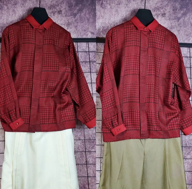 Dior Dior Red Houndstooth Wool Blend Short Sleeve Shirt 0089 Size US M / EU 48-50 / 2 - 1 Thumbnail