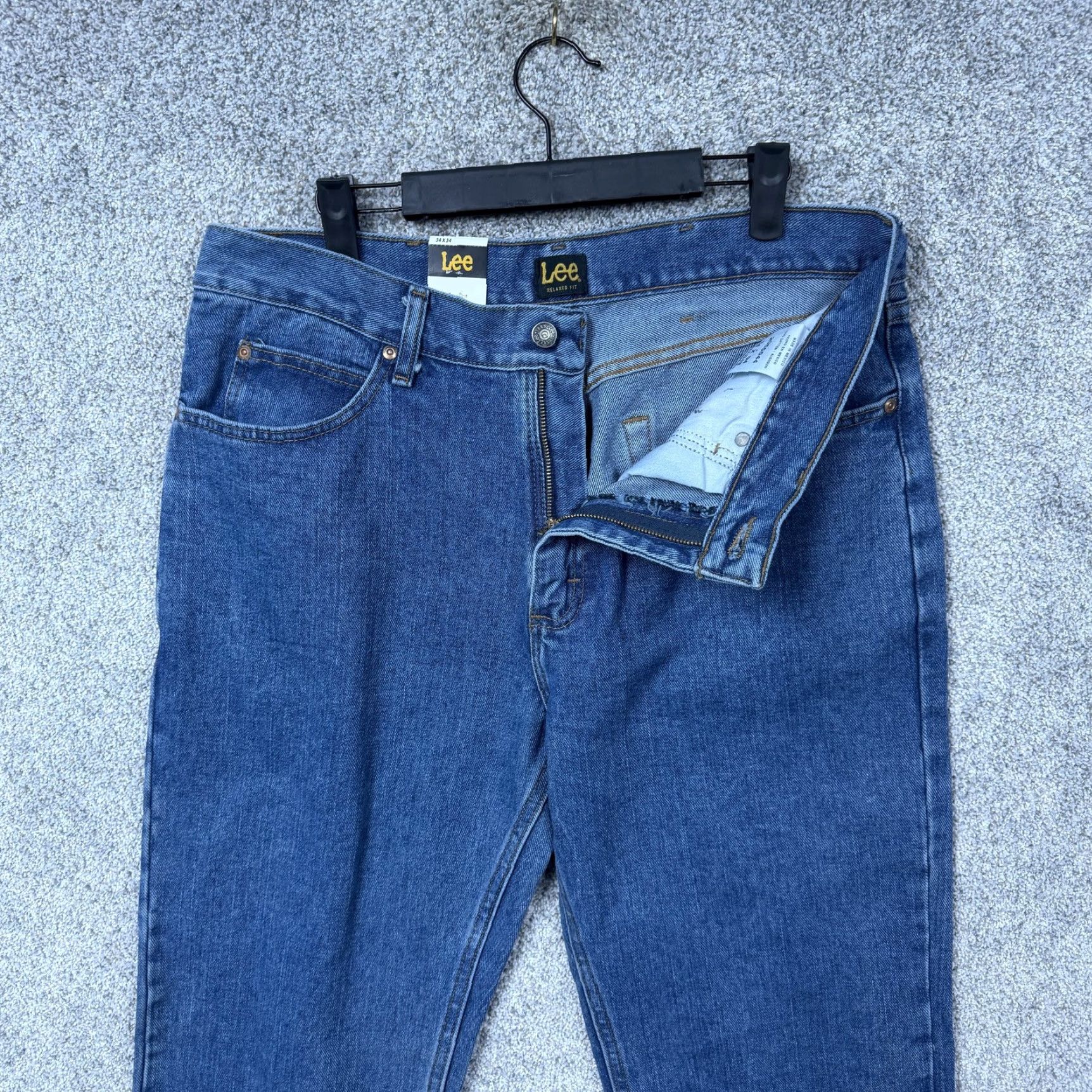 Lee Lee Relaxed Fit Jeans Mens 34x33.5 Blue Denim Straight Leg Stonewash Normcore Cotton 5-Pocket Men Spring Summer Fall Winter Jeans Mens Size US 34 / EU 50 - 6 Thumbnail