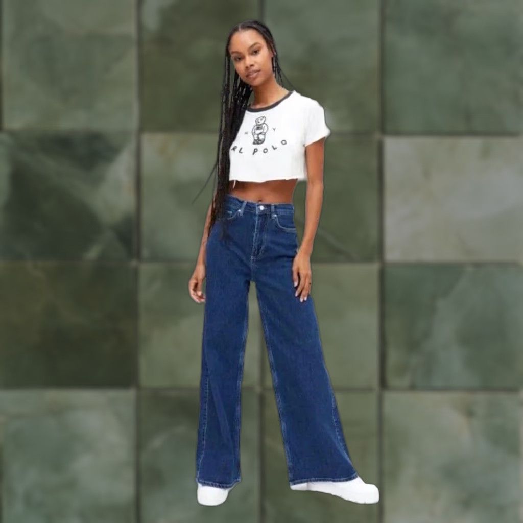 Urban Outfitters VINTAGE Urban Outfitters BDG A-Wide Jeans Women Size 24 Dark Wash Wide Leg High Waist NWT Size 42" / US 20 - 1 Thumbnail