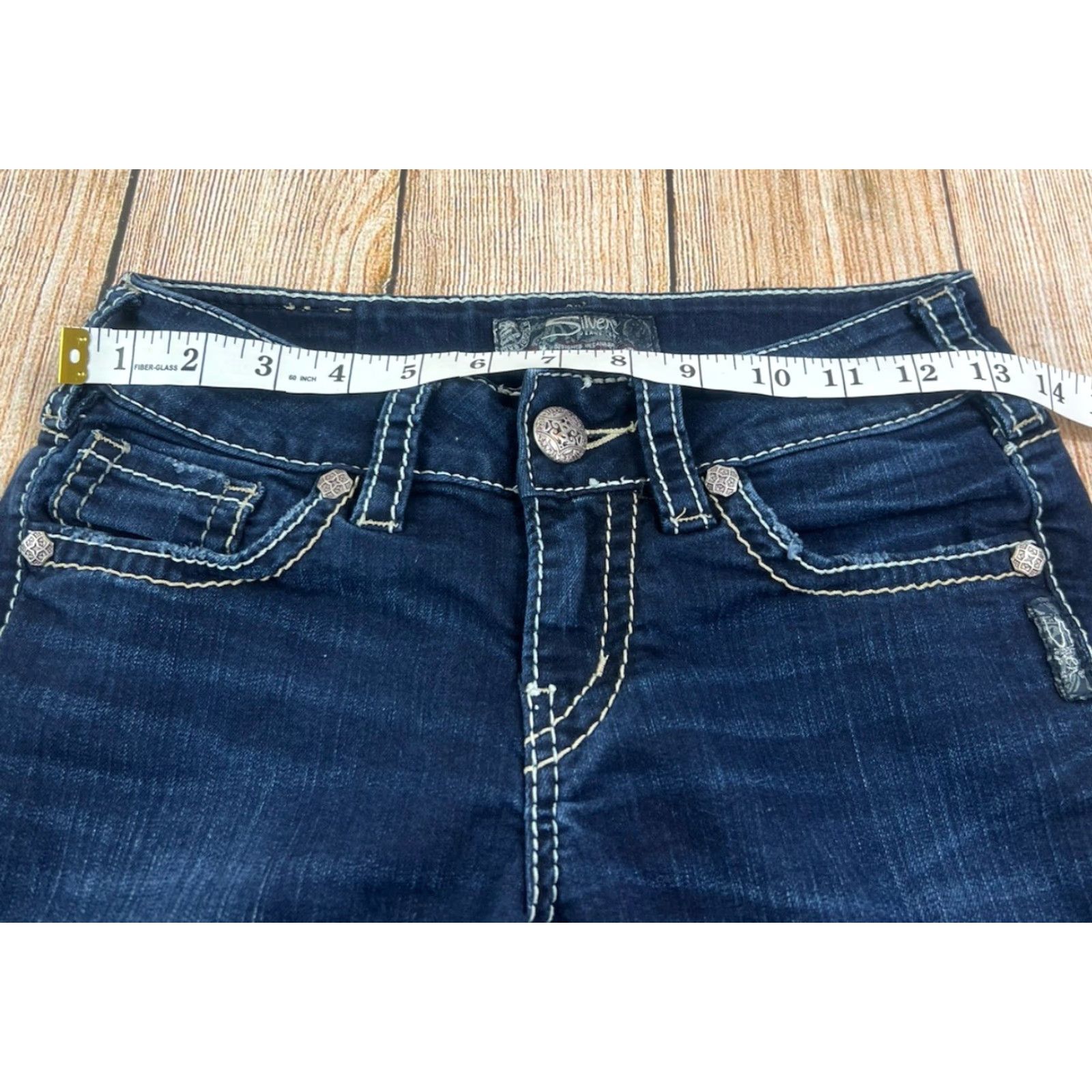 Silver Jeans Co. VINTAGE Women’s Silver Jeans Dark Denim Suki Mid Skinny Size 25 X 31” Women Jeans Skinny Silver Denim Embroidered Button Logo Silver Jeans Suki XS? Size 42" / US 20 - 5 Thumbnail