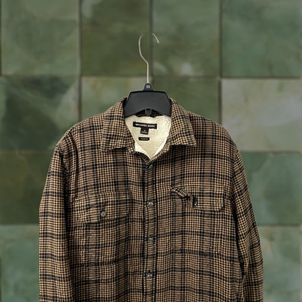 Michael Kors Michael Kors Shirt Jacket Mens M Brown Plaid Sherpa Lined Classic Shirt Jacket Size US M / EU 48-50 / 2 - 1 Thumbnail
