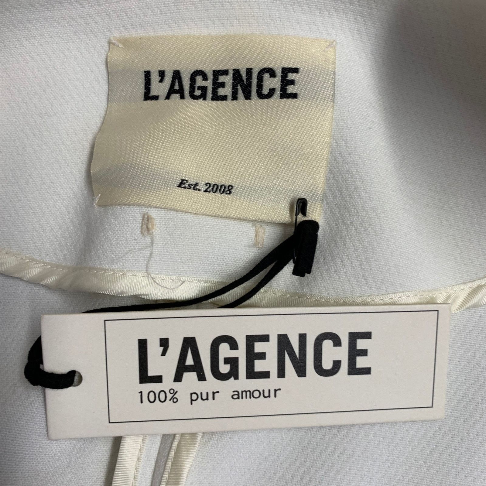 L'AGENCE 8 White Polyester Woven Cropped Open Front Jacket Blazer Size M / US 6-8 / IT 42-44 - 10 Thumbnail