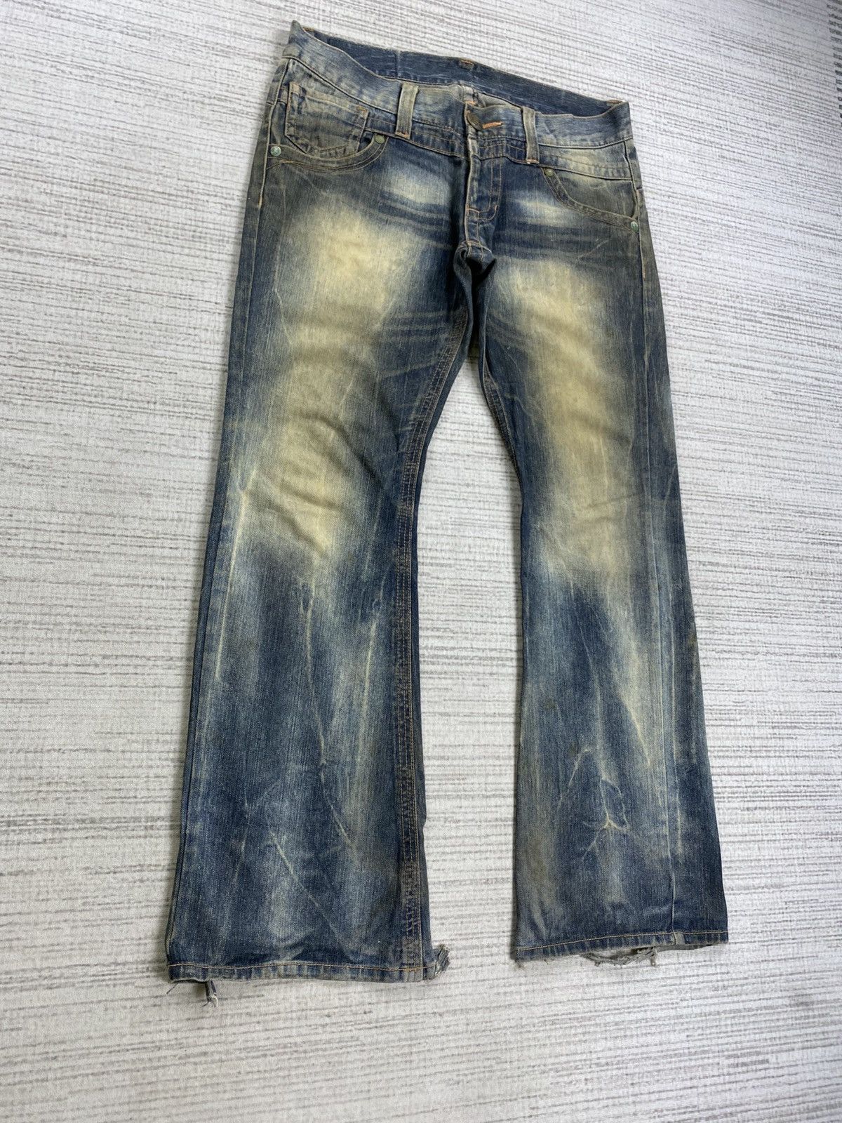 If Six Was Nine Vintage Flared Originals Jeans Mudmax Distressed Denim Pnts Size US 35 - 3 Thumbnail