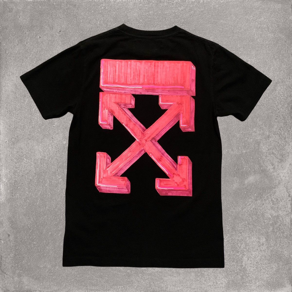 image of Off White Small Pink Marker Arrows Black Tee Virgil Abloh, Men's