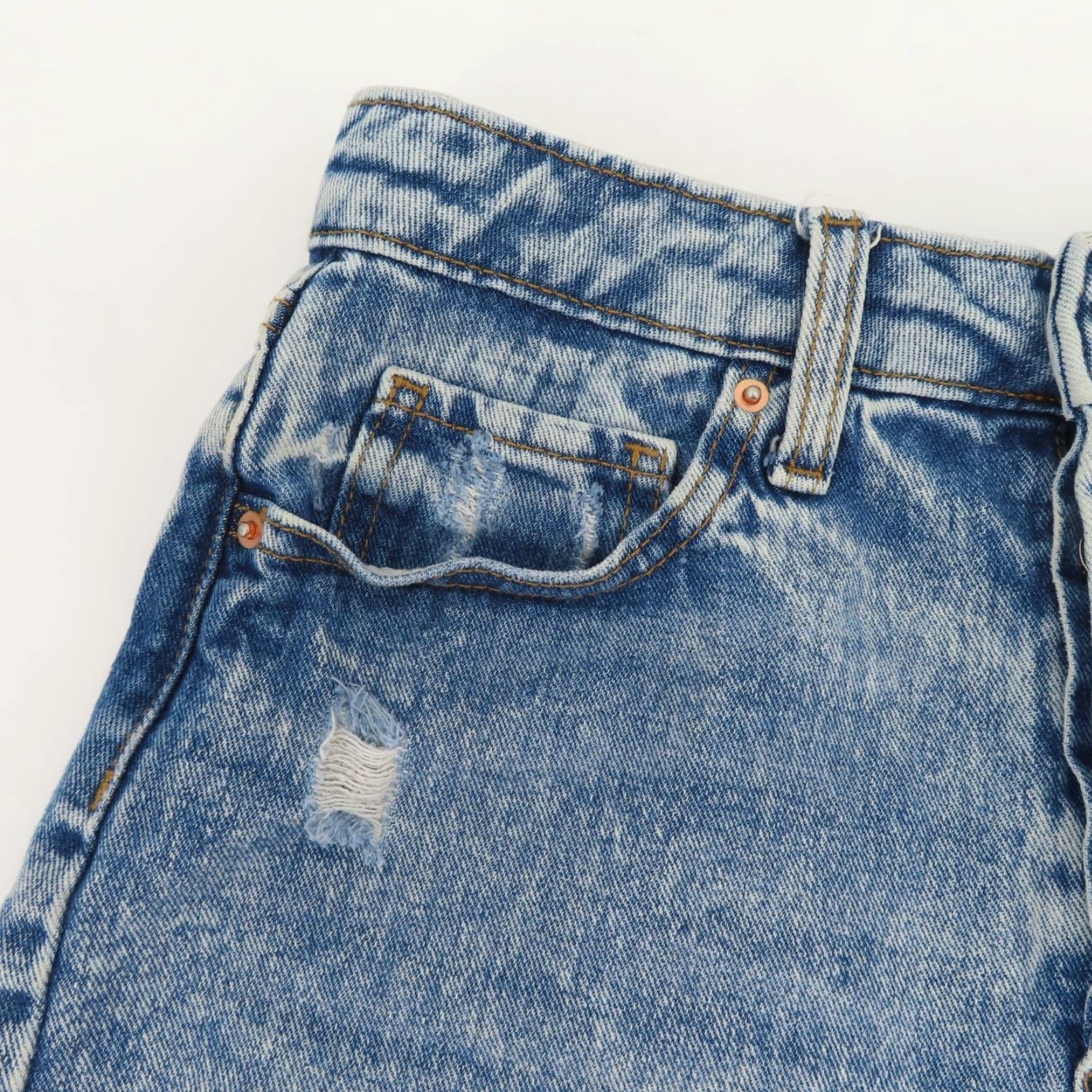 Vintage Wild Fable Women Highest Rise Shorts Blue Denim Button Cut-Off 2 5-Pocket Design Distressed Size 26" / US 2 / IT 38 - 2 Thumbnail