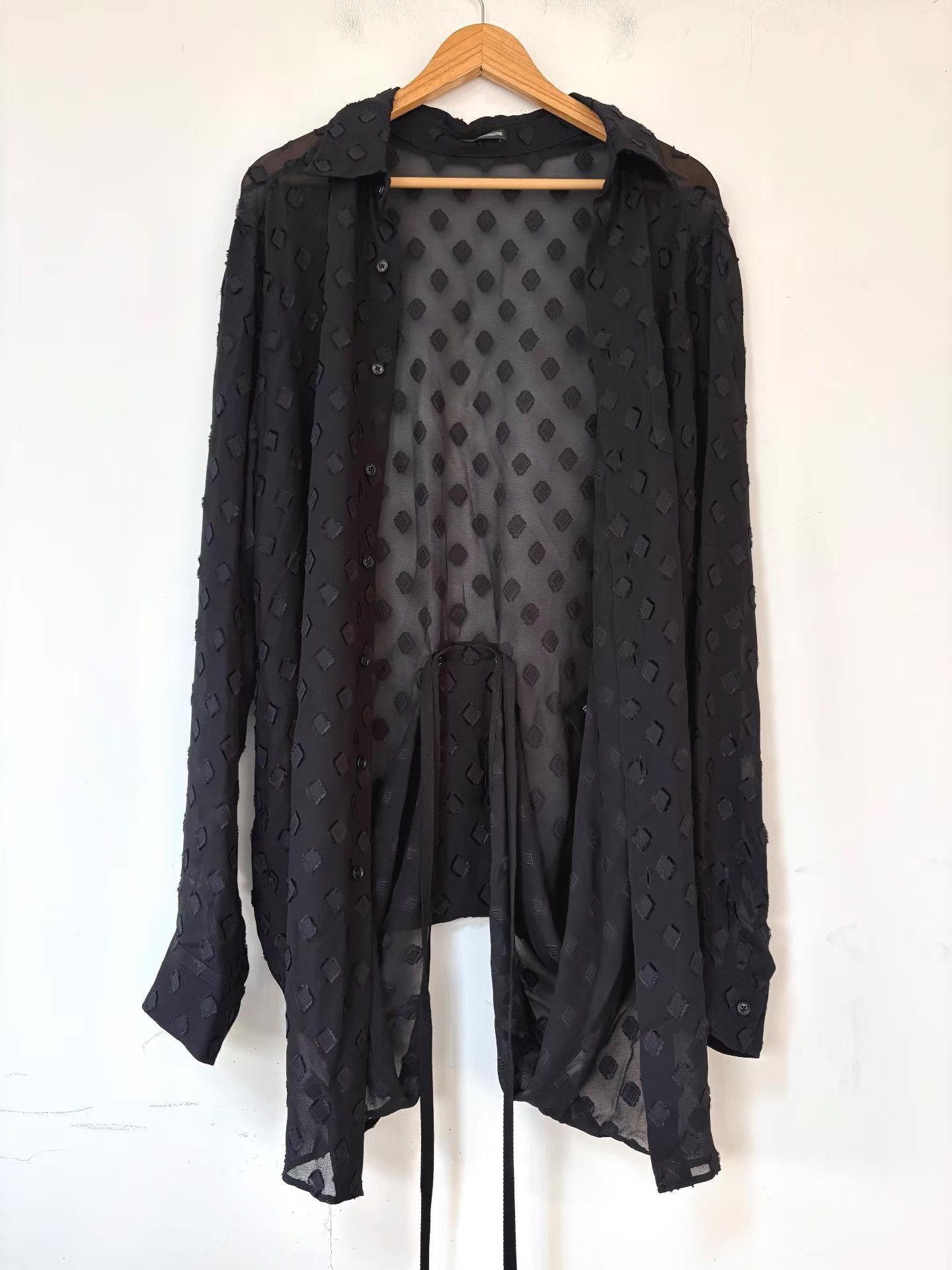 Ann Demeulemeester Black Diamond Pattern Long Sleeve Button-Up Shirt Size US M / EU 48-50 / 2 - 4 Thumbnail
