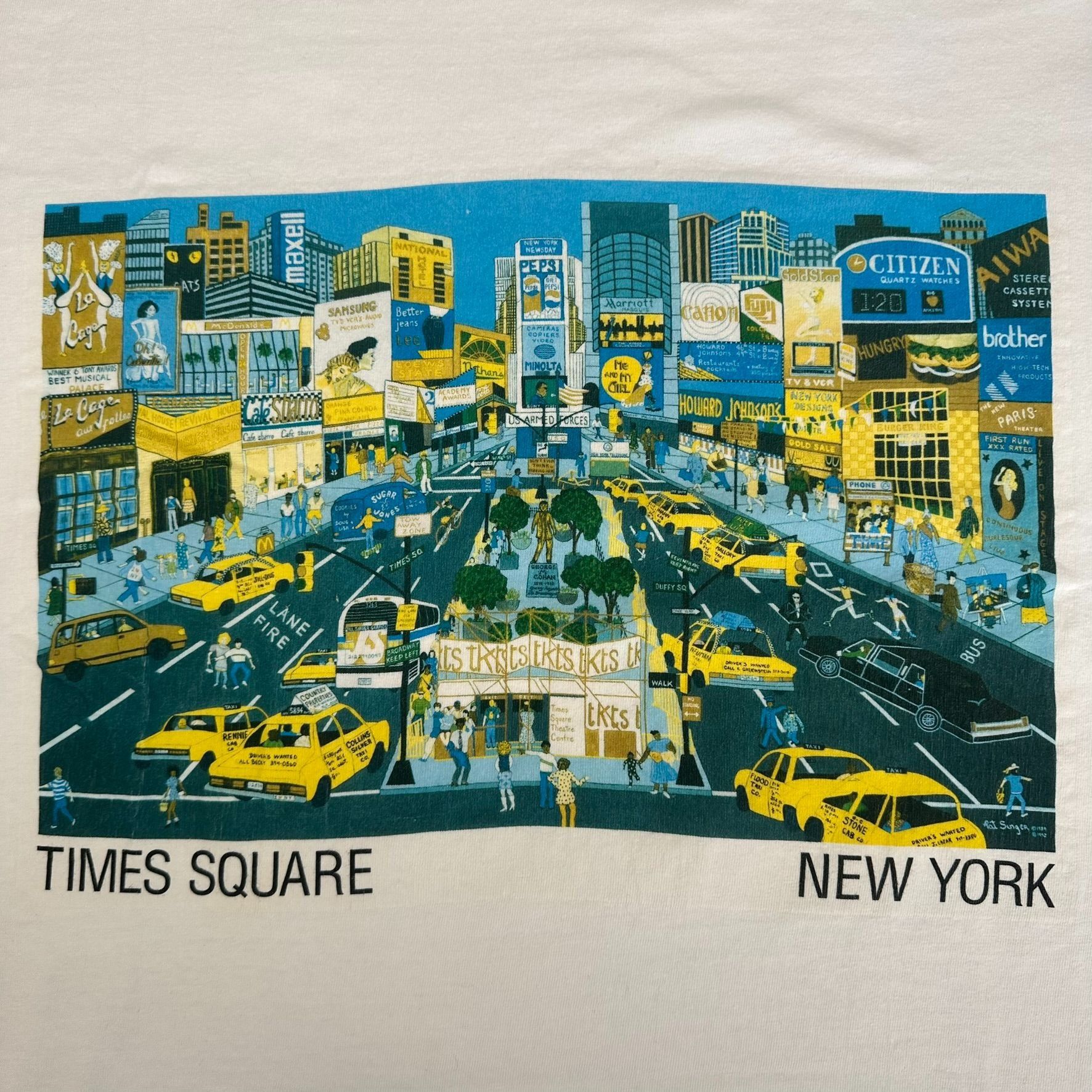 Hanes Vintage 90s Pat Singer New York Times Square T-Shirt Artist Size US M / EU 48-50 / 2 - 2 Thumbnail
