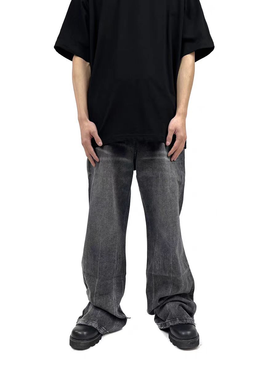 Designer × Jean × Vintage Washed and distressed Y2K leg ripped micro flare jeans Size US 32 / EU 48 - 2 Thumbnail
