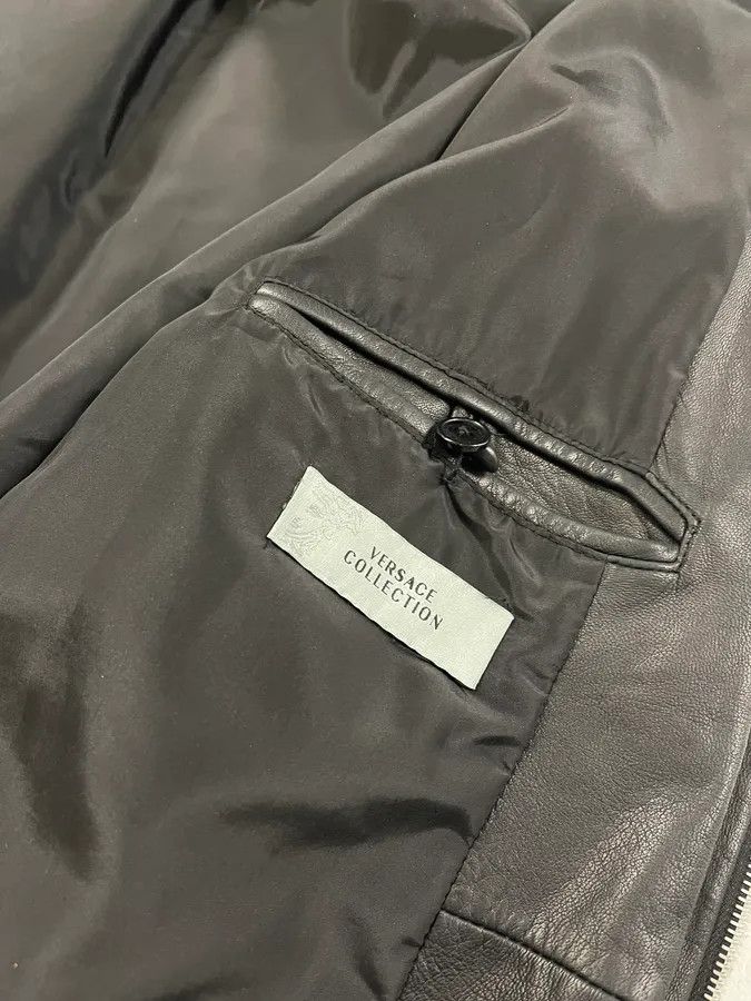 Versace 2000s Versace Black Leather Bomber Jacket Size US M / EU 48-50 / 2 - 10 Thumbnail