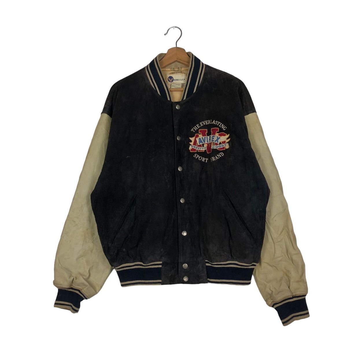 Avirex 🔥ARCHIVE VINTAGE LEATHER JACKET AVIREX USA VARSITY BIG LOGO Size US M / EU 48-50 / 2 - 6 Thumbnail