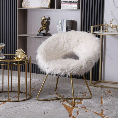 Designer × Homemade Slatina Faux Fur Upholstered Accent Chair, White Size US L / EU 52-54 / 3 - 3 Thumbnail