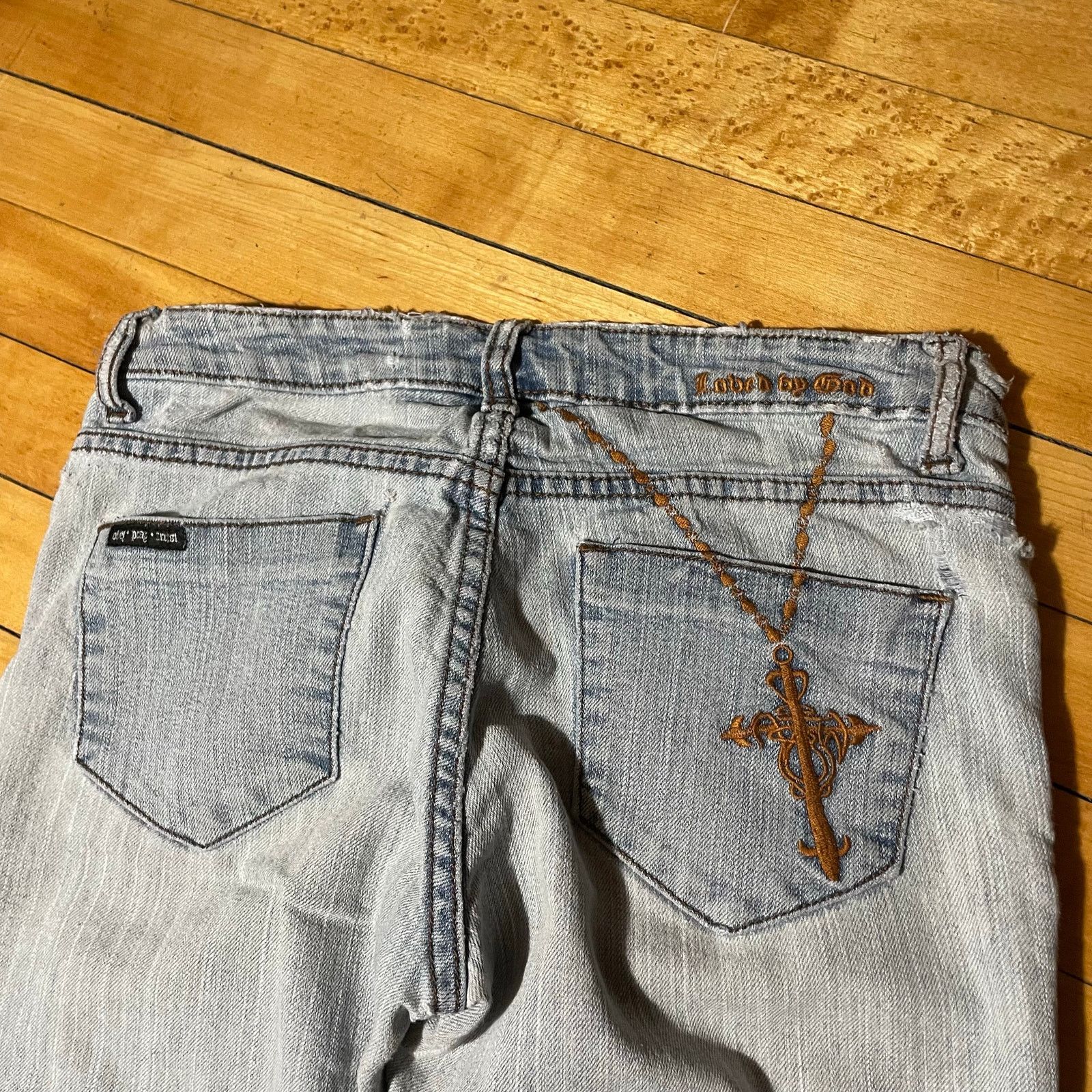 Vintage 90s Not Of This World Jesus Denim Womens Pants 28 Size 28" / US 6 / IT 42 - 4 Thumbnail