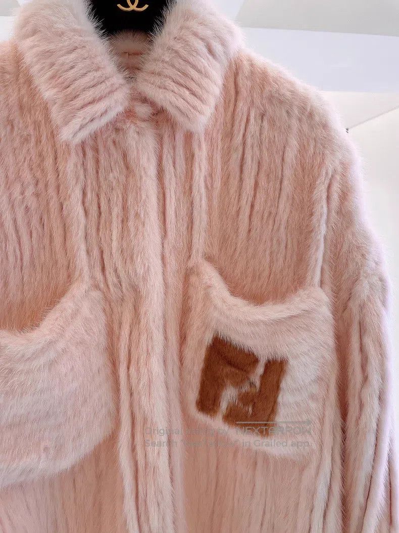 Fendi Fendi Pink Shirt-style Light Faux Mink Jacket Size XS / US 0-2 / IT 36-38 - 3 Thumbnail