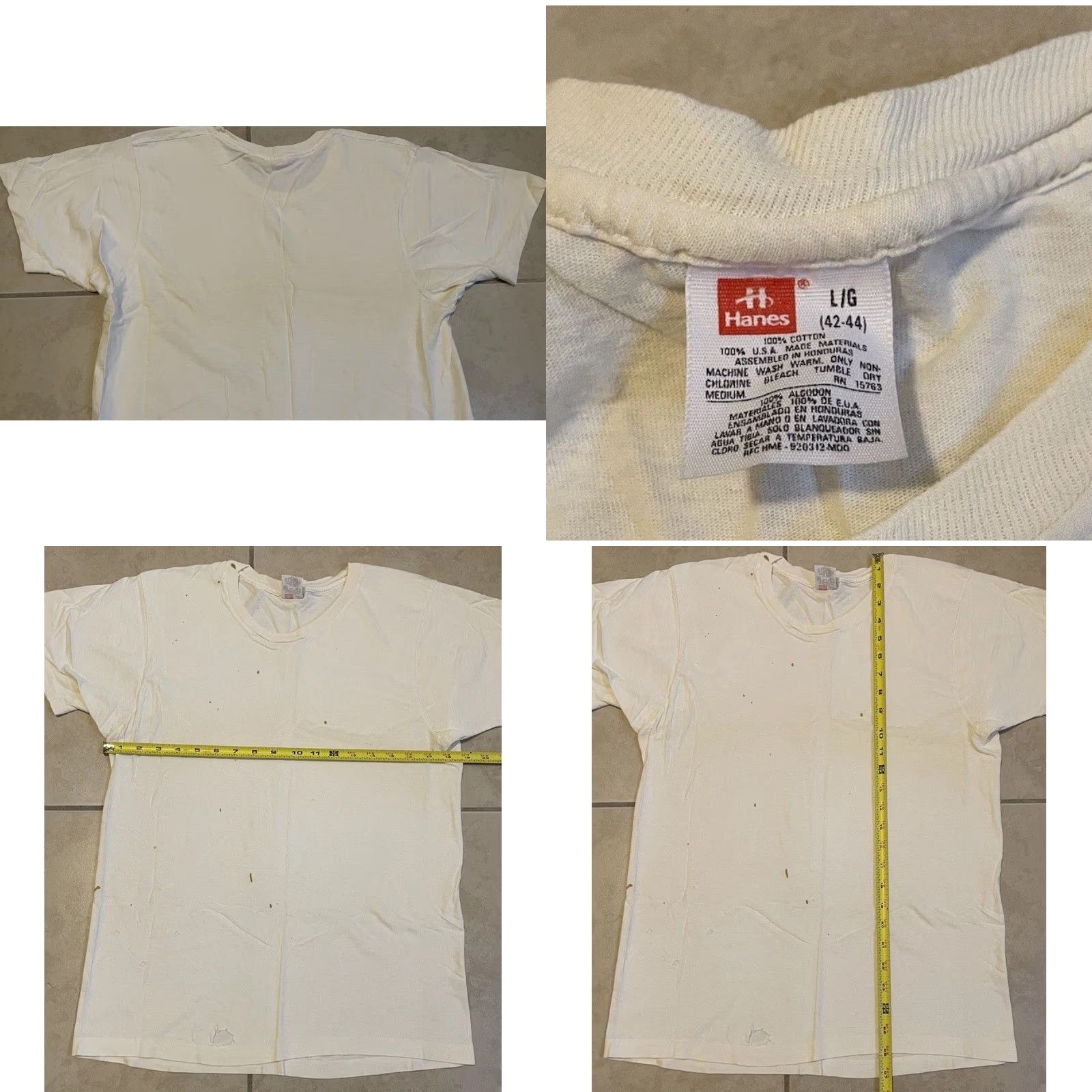 Hanes VINTAGE Hanes T-Shirt S White 80s 90s Distressed Faded Grunge Biker Punk Skate Surf Trucker Mens Shirt S Size US S / EU 44-46 / 1 - 9 Thumbnail