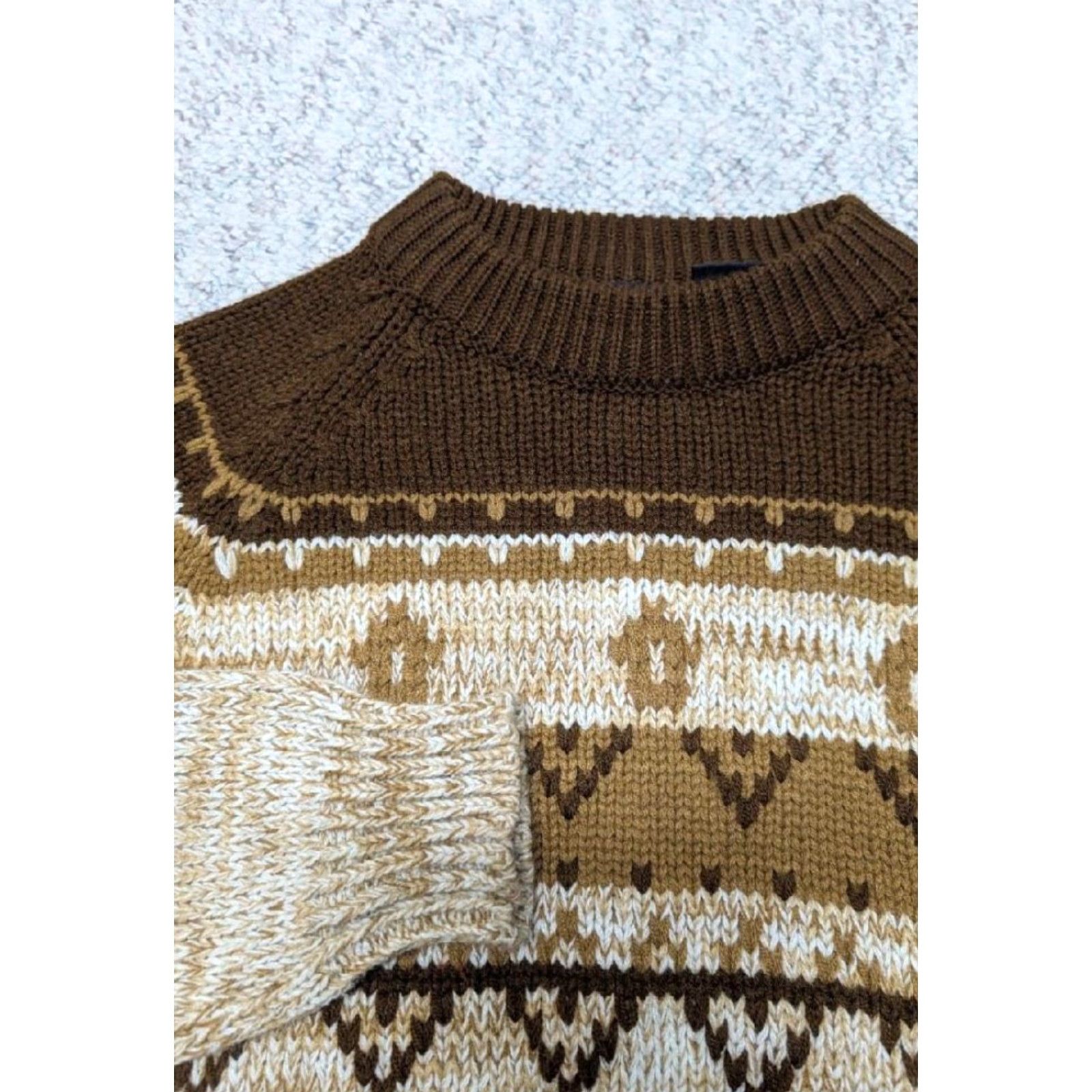 Vintage VINTAGE National Shirt Shops KNIT Sweater M Men Acrylic Crew Neck Brown 1970s Icelandic Ski Winter Holiday - Mens Size US M / EU 48-50 / 2 - 4 Thumbnail