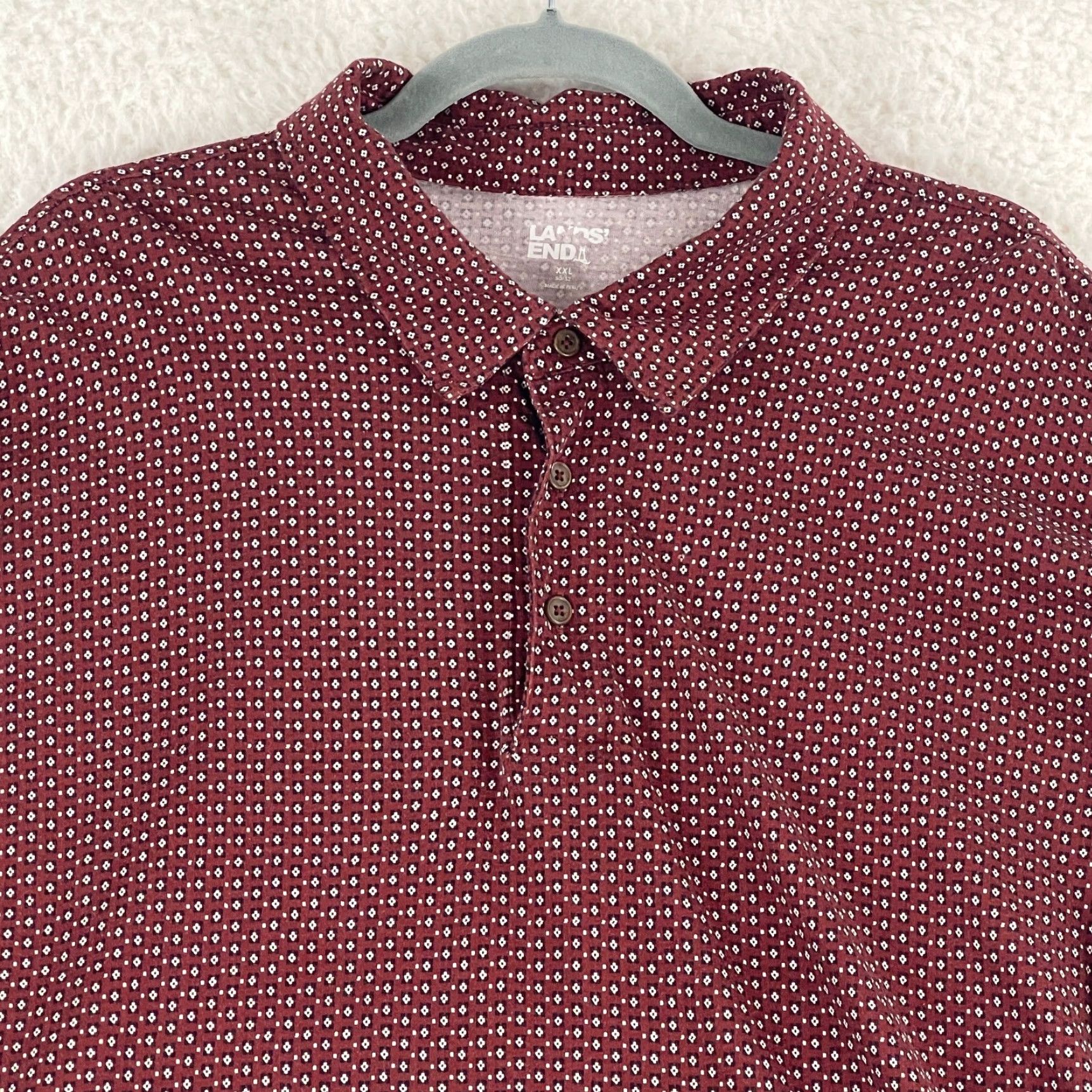 Lands' End Lands' End Polo Shirt Mens Size XXL Red Long Sleeve Collared Stretch Geo Print Size US XXL / EU 58 / 5 - 3 Thumbnail