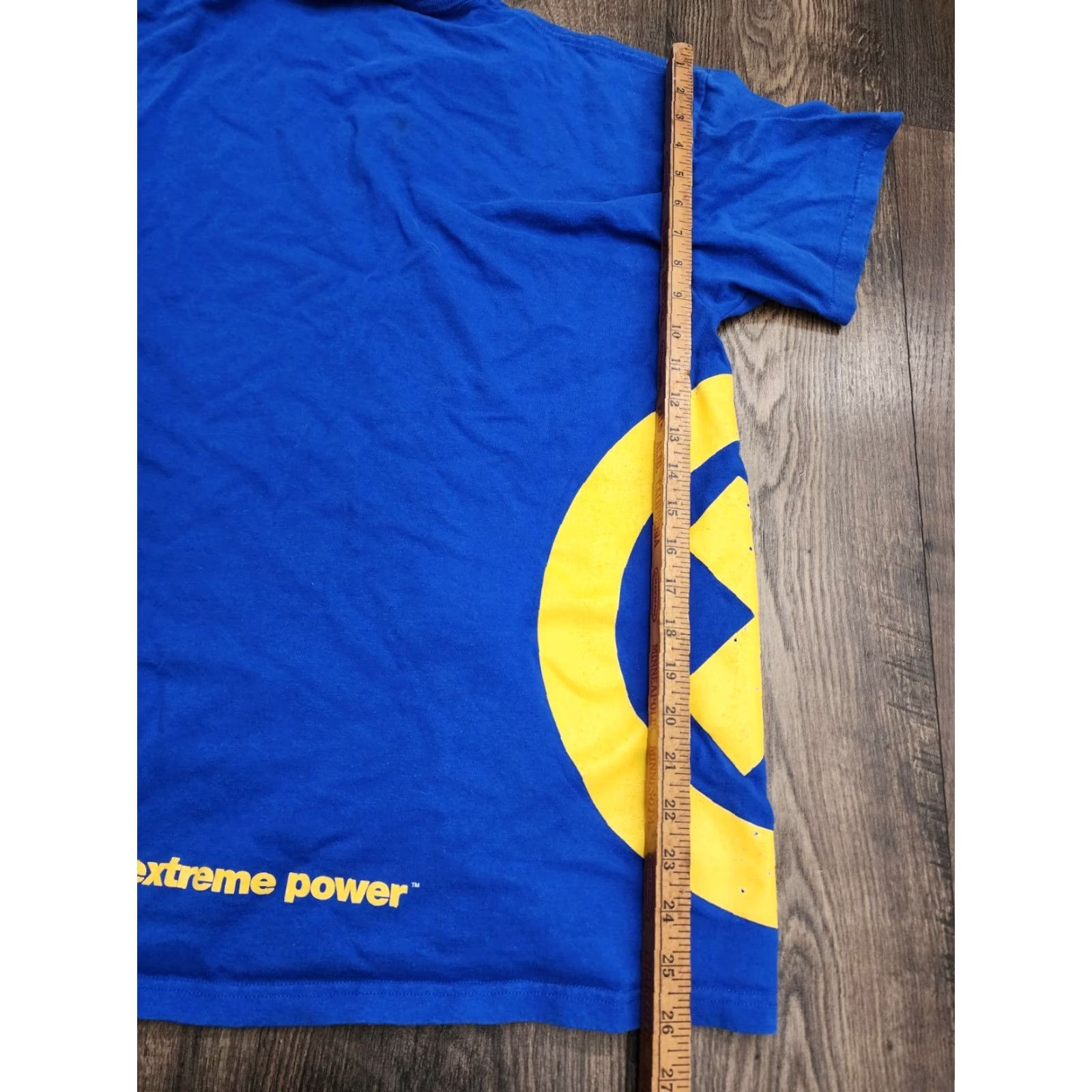 Fruit Of The Loom Vintage Panasonic Oxyride Battery Promo T-Shirt Men XL Blue 90s Retro Short Sleeve Cotton Size US XL / EU 56 / 4 - 6 Thumbnail