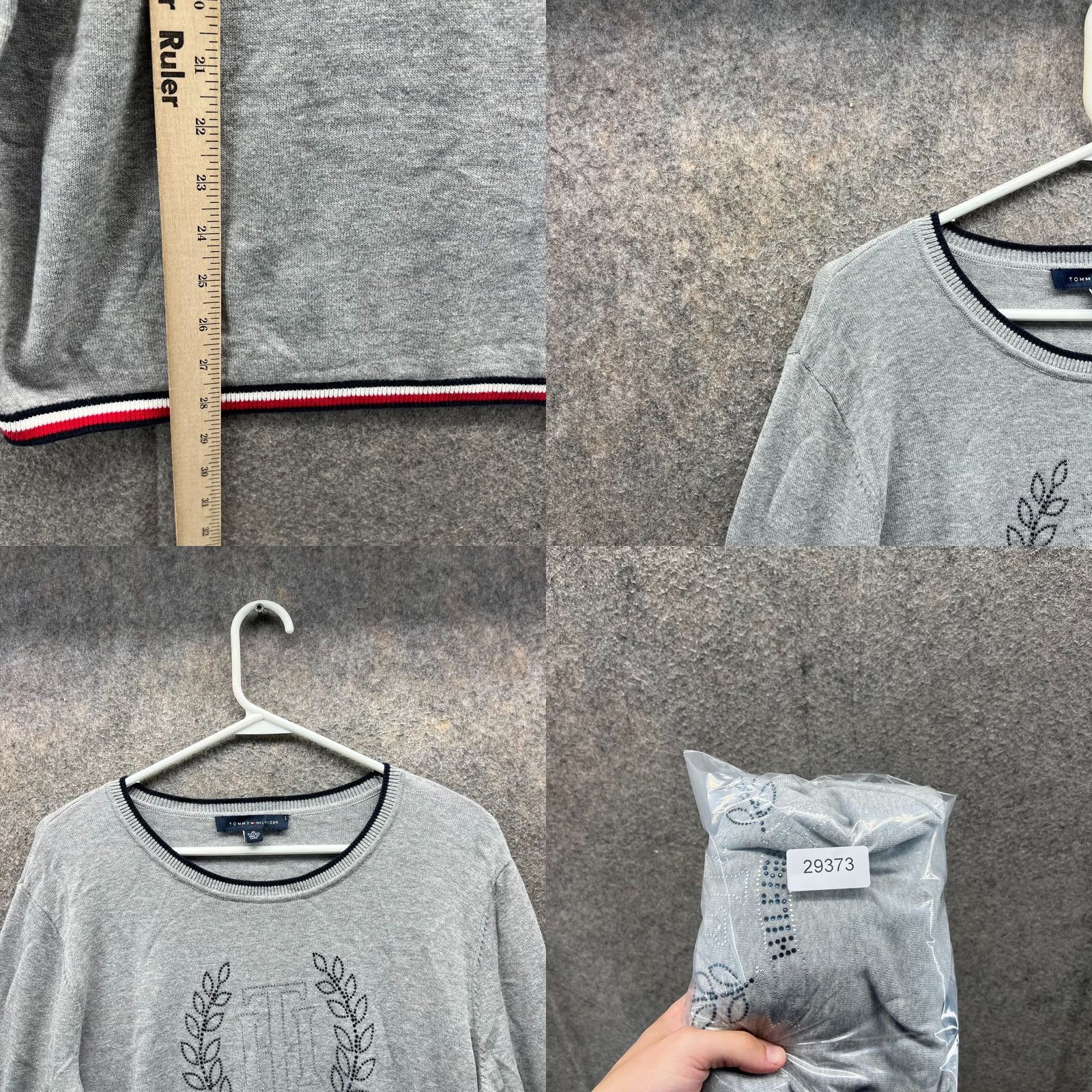 Tommy Hilfiger Tommy Hilfiger Shirt Womens XL Gray Long Sleeve Pullover Fleece TH Floral Logo Size XL / US 12-14 / IT 48-50 - 8 Thumbnail