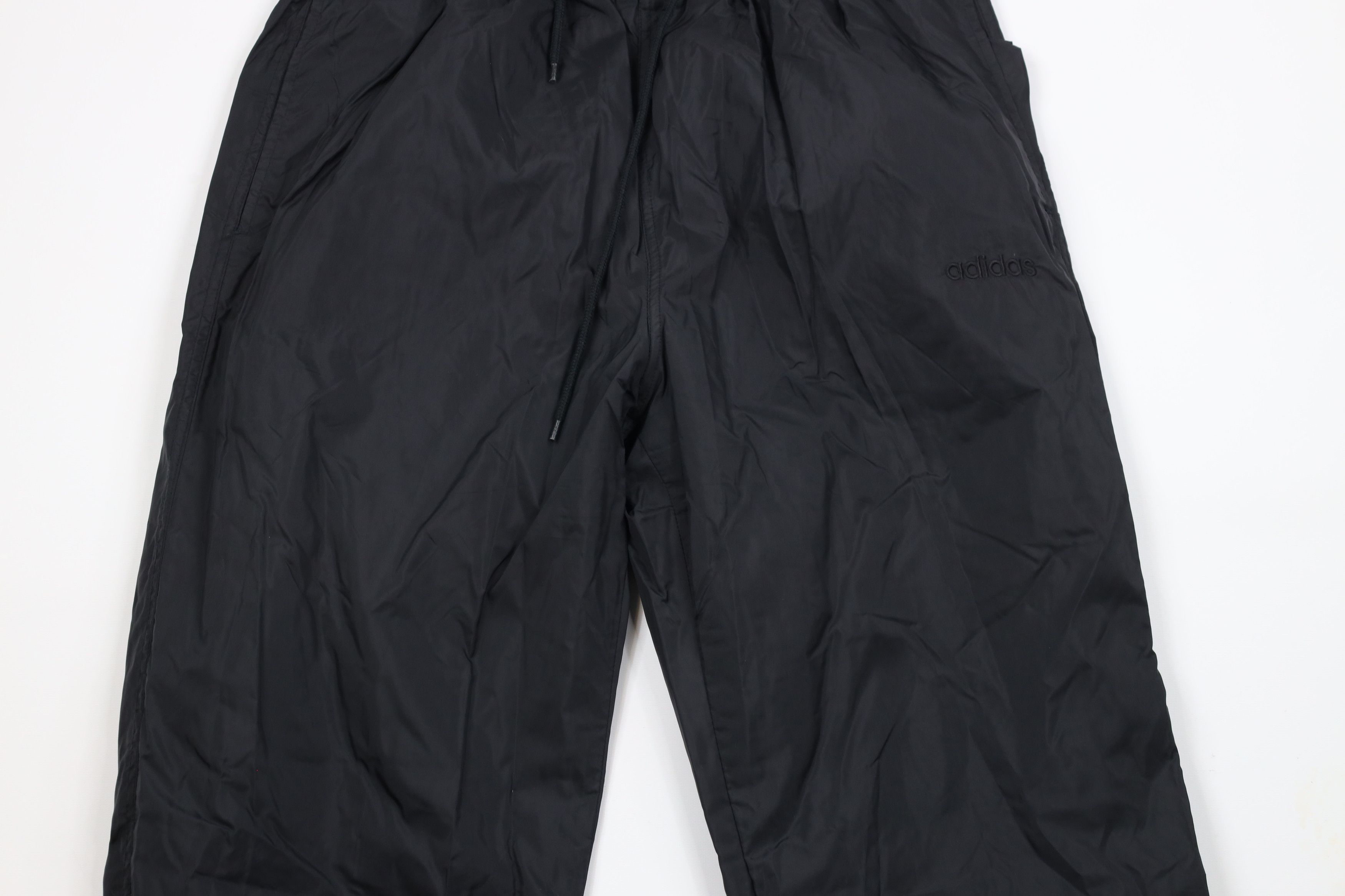 Adidas × Vintage Vintage 90s Adidas Spell Out Lined Nylon Joggers Pants Black Size US 34 / EU 50 - 3 Thumbnail
