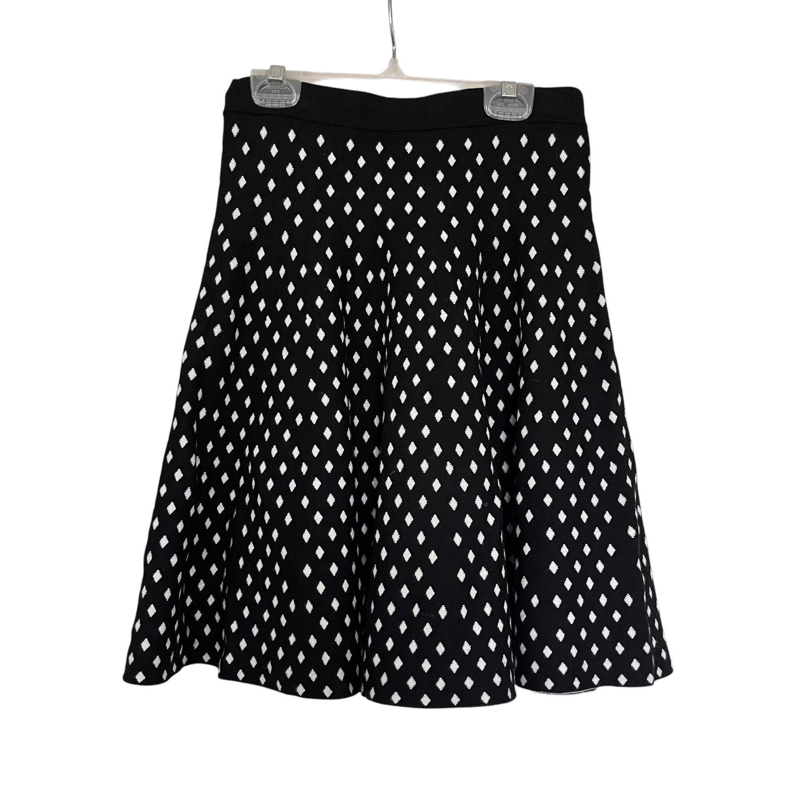 Other Grace Elements Black White Diamond Print Knit Flare Skirt Size 25" / US 0 / IT 36 - 1 Thumbnail