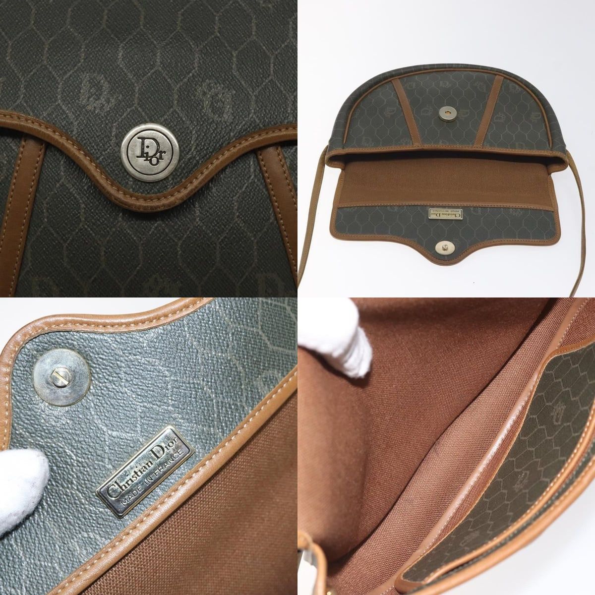Dior DIOR Honeycomb Canvas Shoulder Bag Pvc Green Gold Size ONE SIZE - 11 Thumbnail